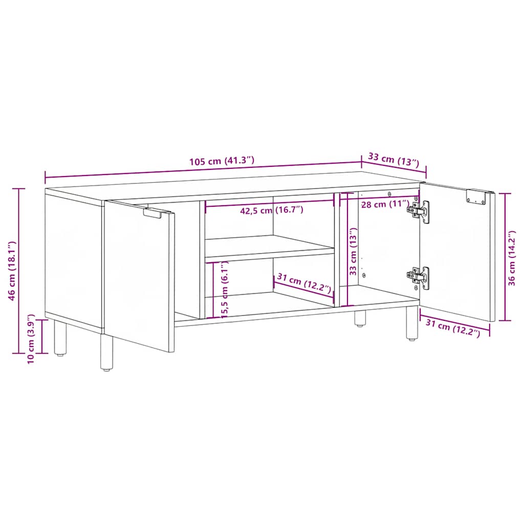 vidaXL Szafka pod telewizor, czarna, 105x33x46 cm