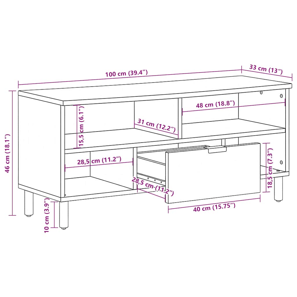 vidaXL Szafka pod telewizor, czarna, 100x33x46 cm