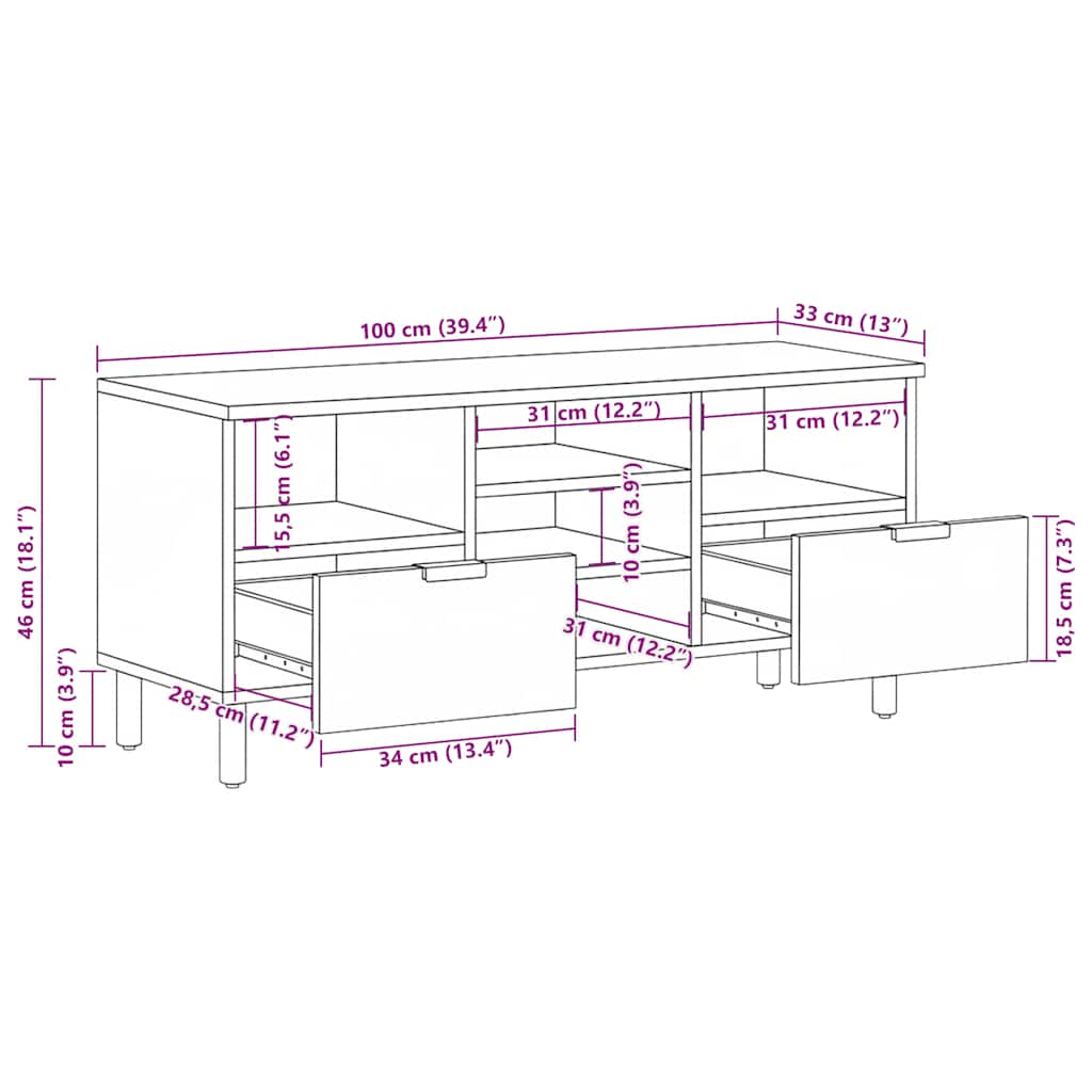vidaXL Szafka pod telewizor, czarna, 100x33x46 cm