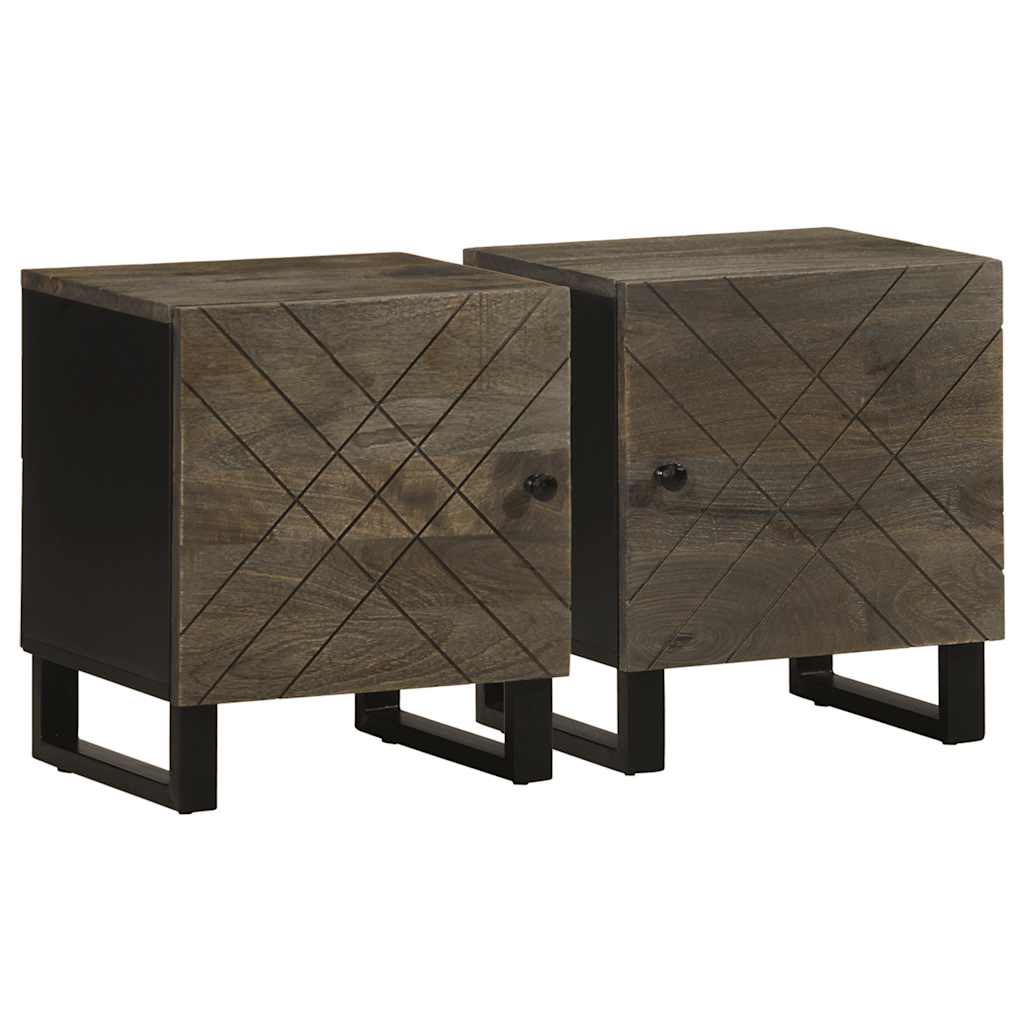 vidaXL Szafki nocne, czarne, 2 szt., 40x33x46 cm, lite drewno mango