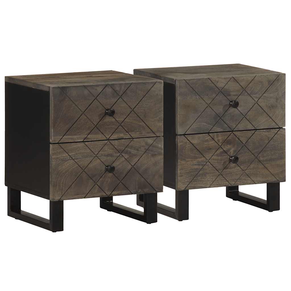 vidaXL Szafki nocne, czarne, 2 szt., 40x33x46 cm, lite drewno mango