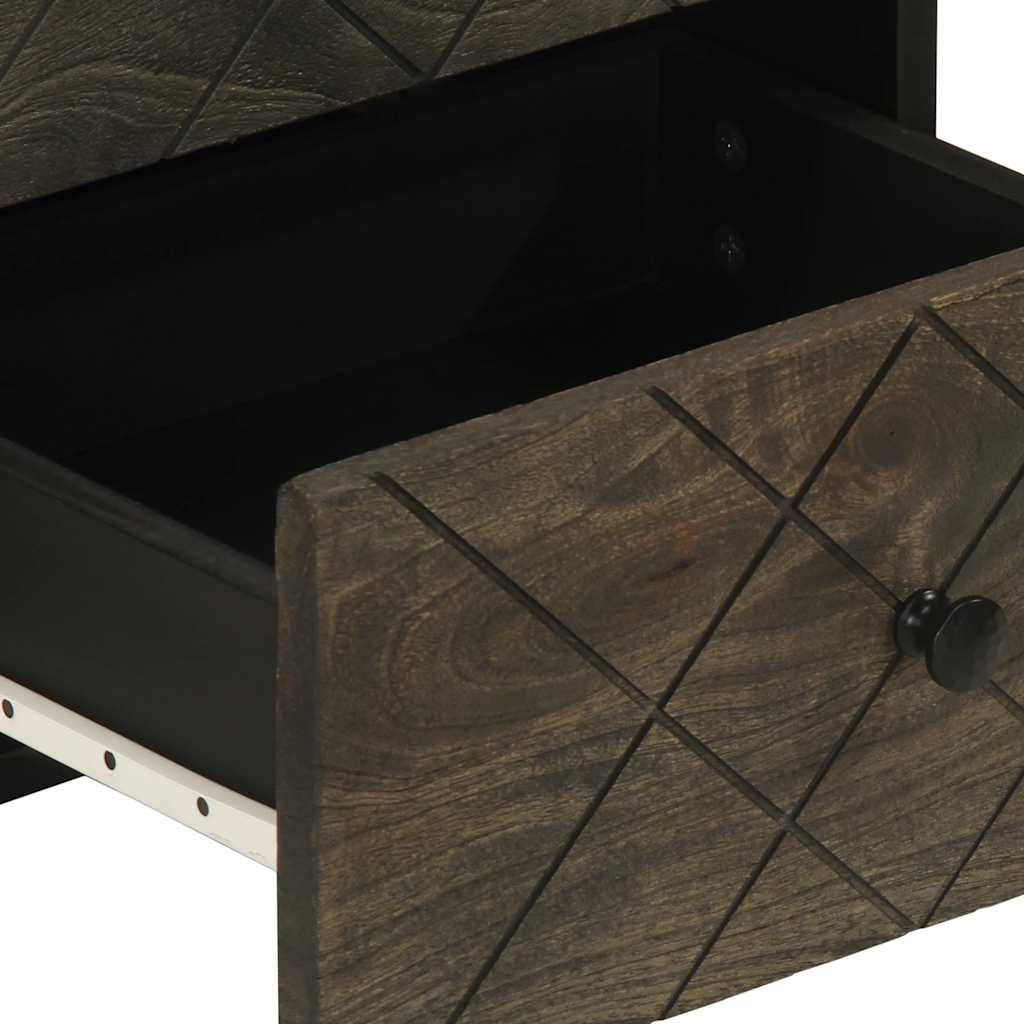 vidaXL Szafki nocne, czarne, 2 szt., 40x33x46 cm, lite drewno mango