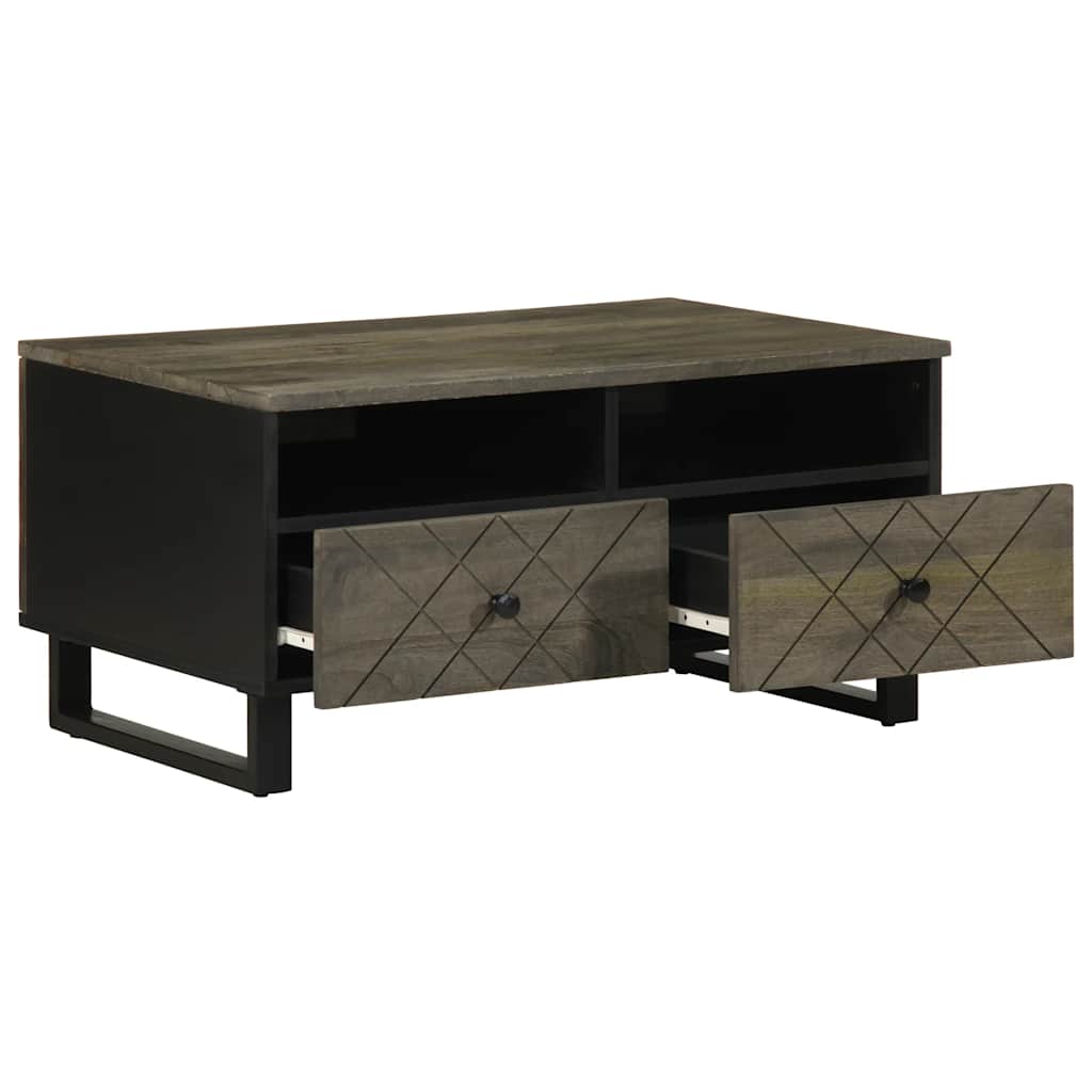 vidaXL Stolik kawowy, czarny, 80x54x40 cm, lite drewno mango