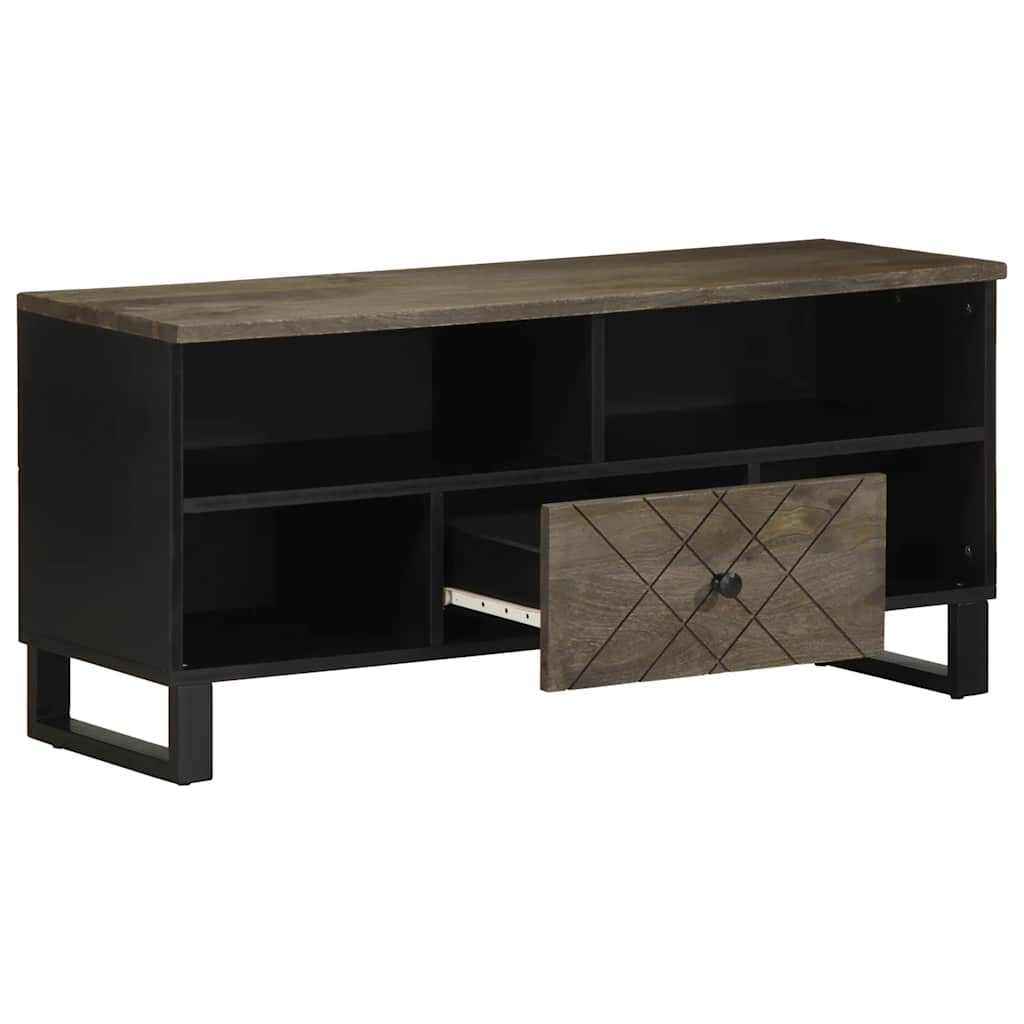 vidaXL Szafka pod telewizor, czarna, 100x33x46 cm, lite drewno mango