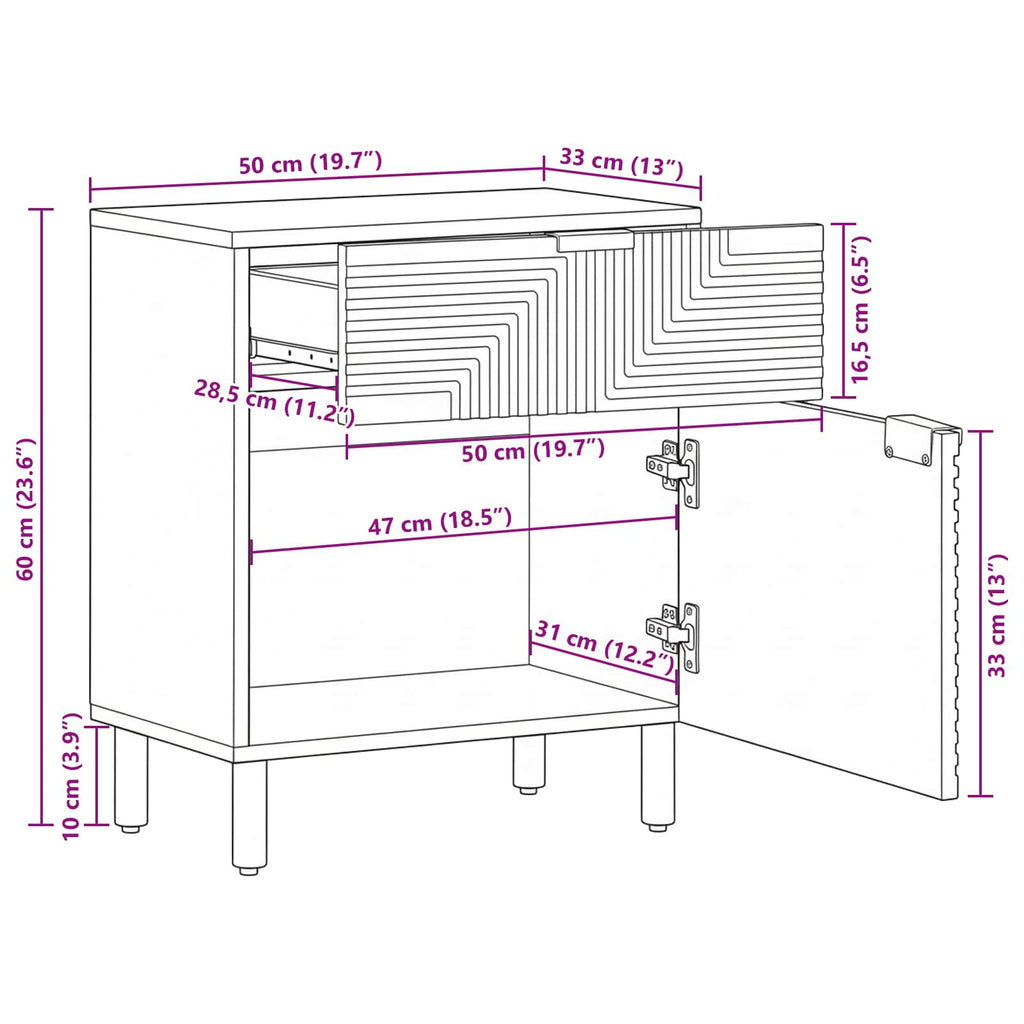 vidaXL Szafka pod łóżko brązowy 50 x 33 x 60 cm Lite Drewno Akacji