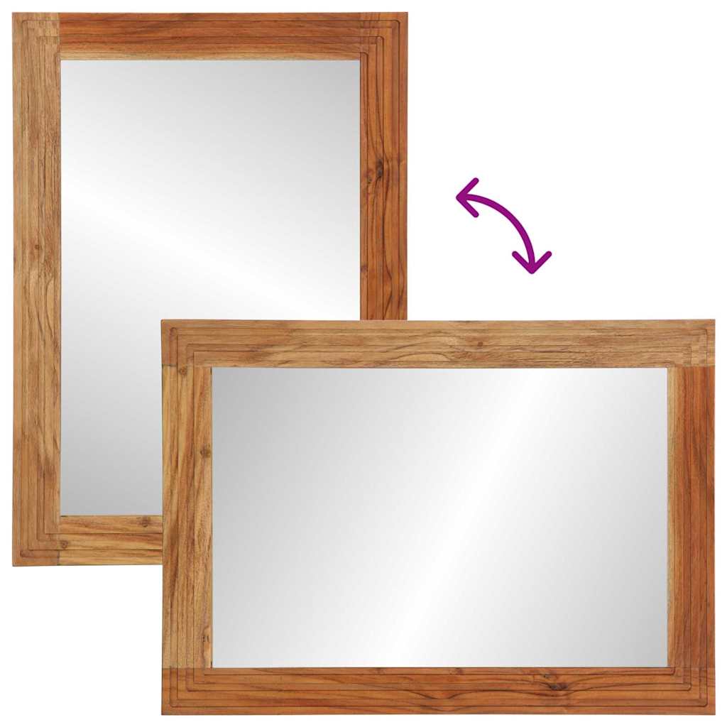vidaXL Lustro łazienkowe Montowane na ścianie Brązowy 70 x 50 x 2.5 cm