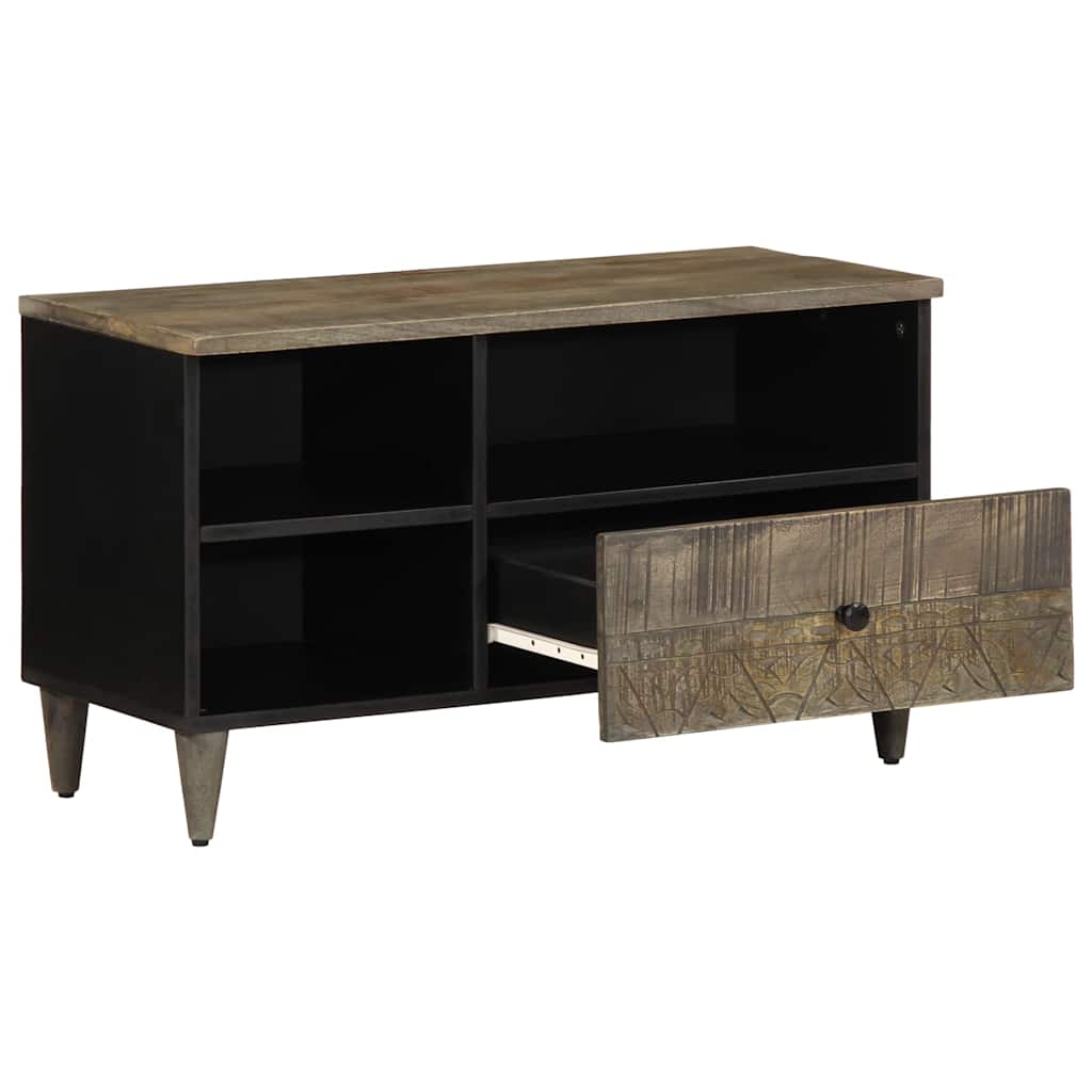 vidaXL Szafka pod telewizor, czarna, 80x33x46 cm, lite drewno mango