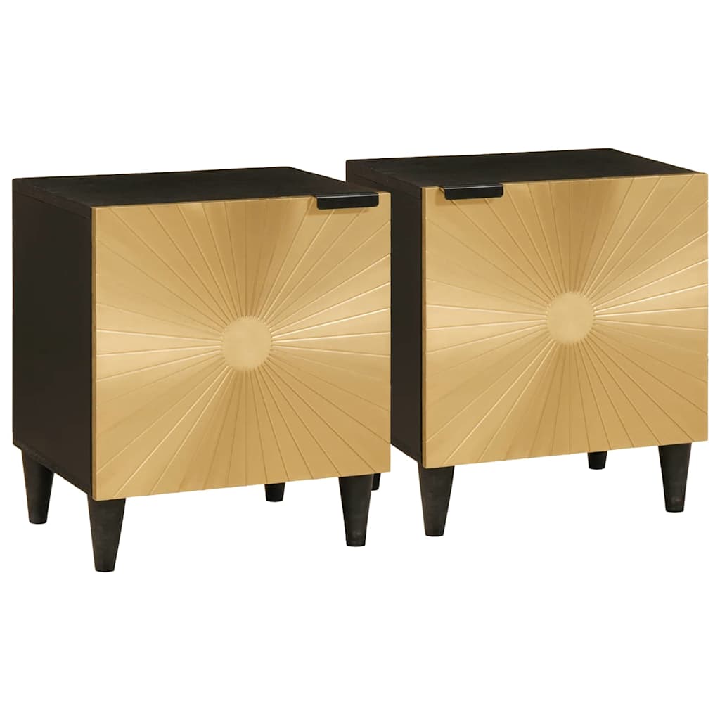 vidaXL Szafka Nocna 2 pcs Czarny i złoto 40 x 33 x 46 cm
