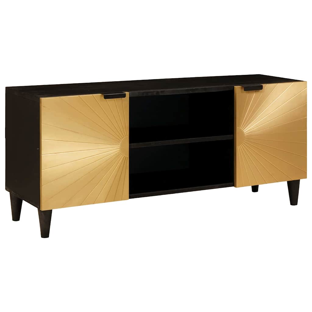 vidaXL Szafka pod telewizor z półką Czarny i złoto 105 x 33 x 46 cm