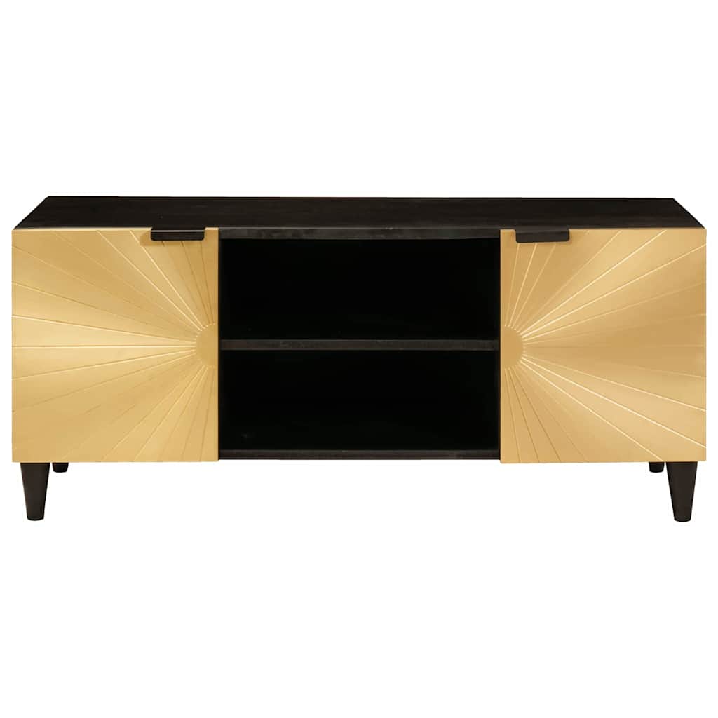 vidaXL Szafka pod telewizor z półką Czarny i złoto 105 x 33 x 46 cm