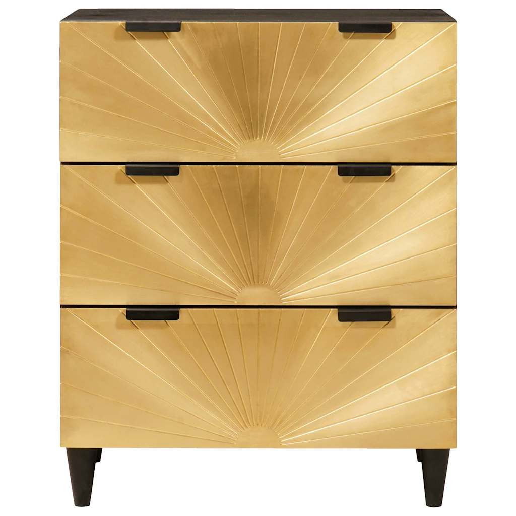 vidaXL Bufet Czarny i złoto 60 x 33 x 75 cm Drewno z mango