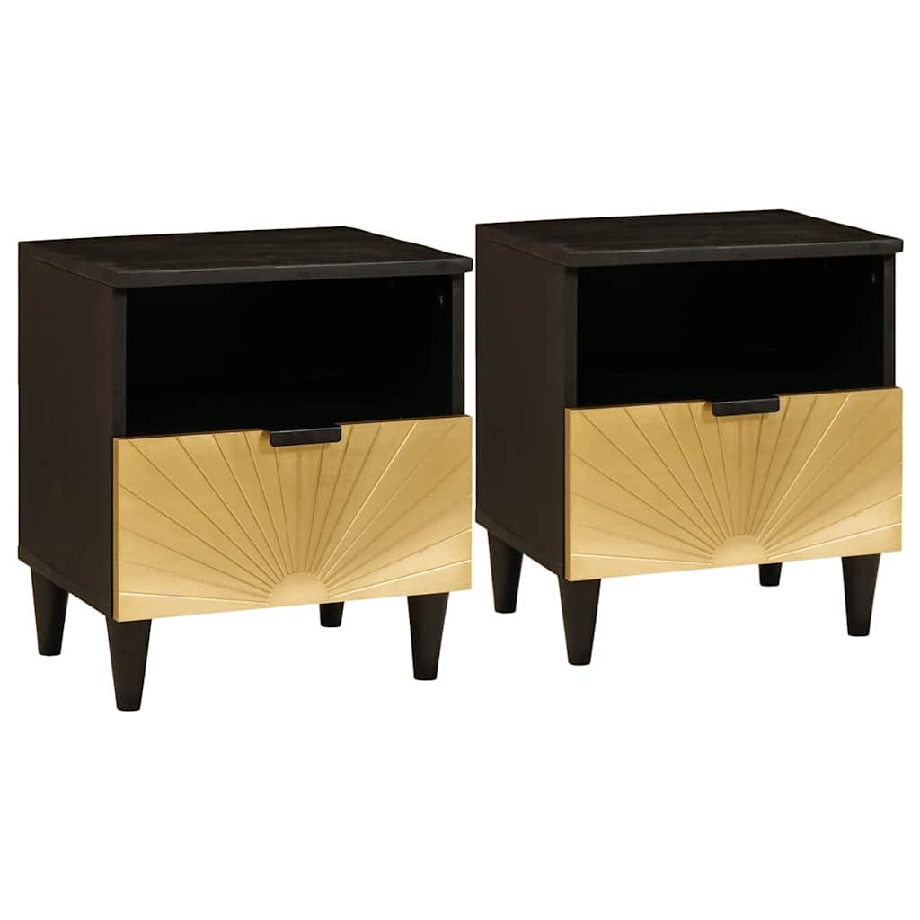 vidaXL Szafka Nocna 2 pcs Czarny i złoto 40 x 33 x 46 cm