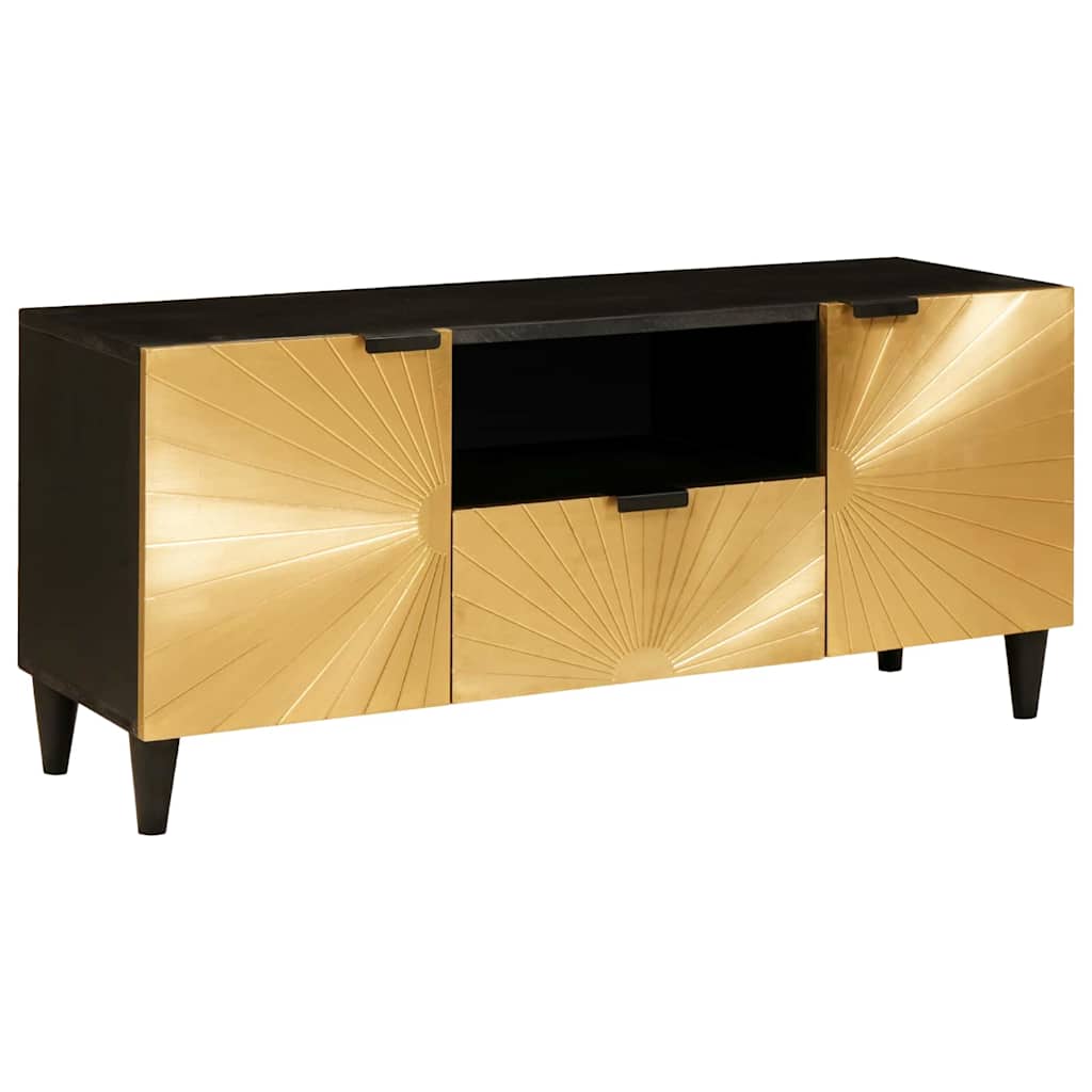 vidaXL Szafka pod telewizor z szufladą Czarny i złoto 105 x 33 x 46 cm