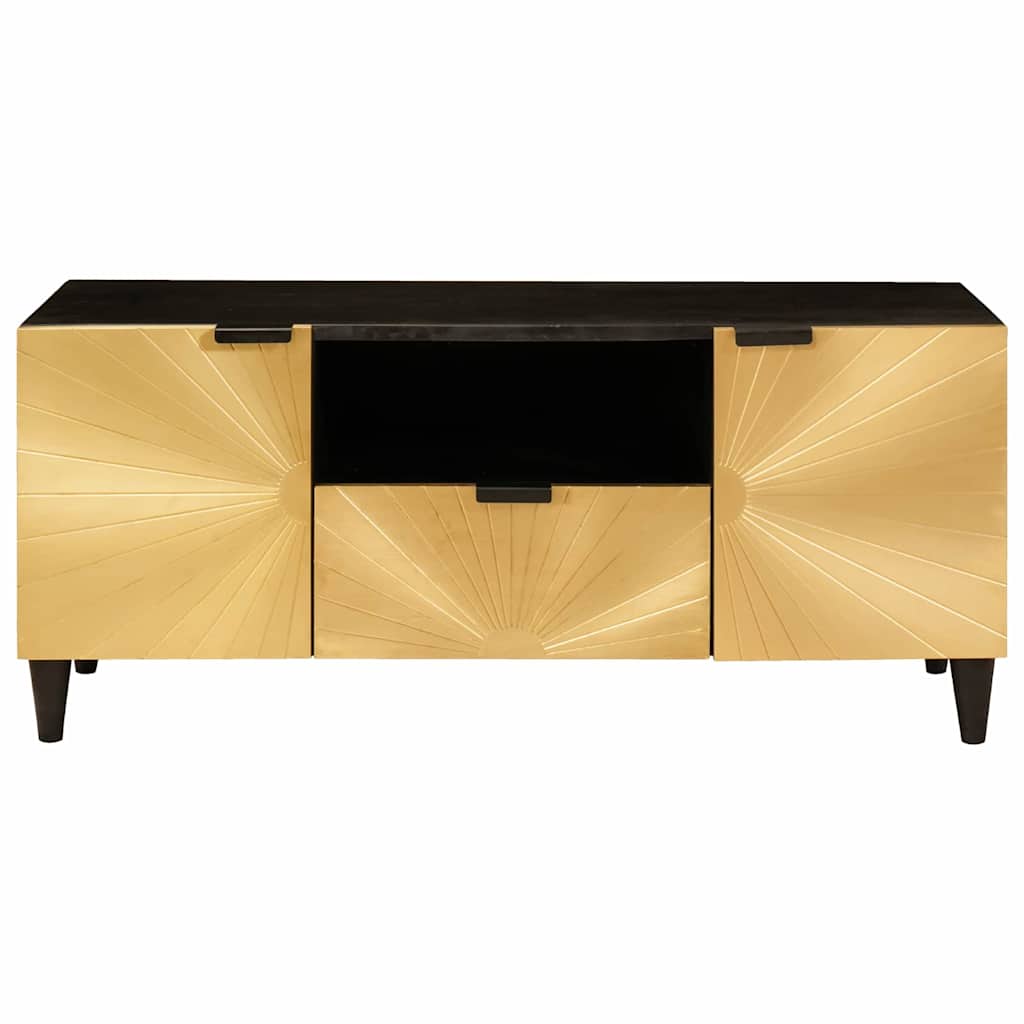 vidaXL Szafka pod telewizor z szufladą Czarny i złoto 105 x 33 x 46 cm