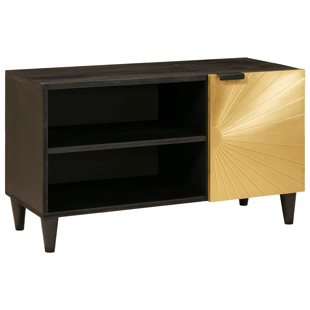 vidaXL Szafka pod telewizor z półką Czarny i złoto 80 x 33 x 46 cm