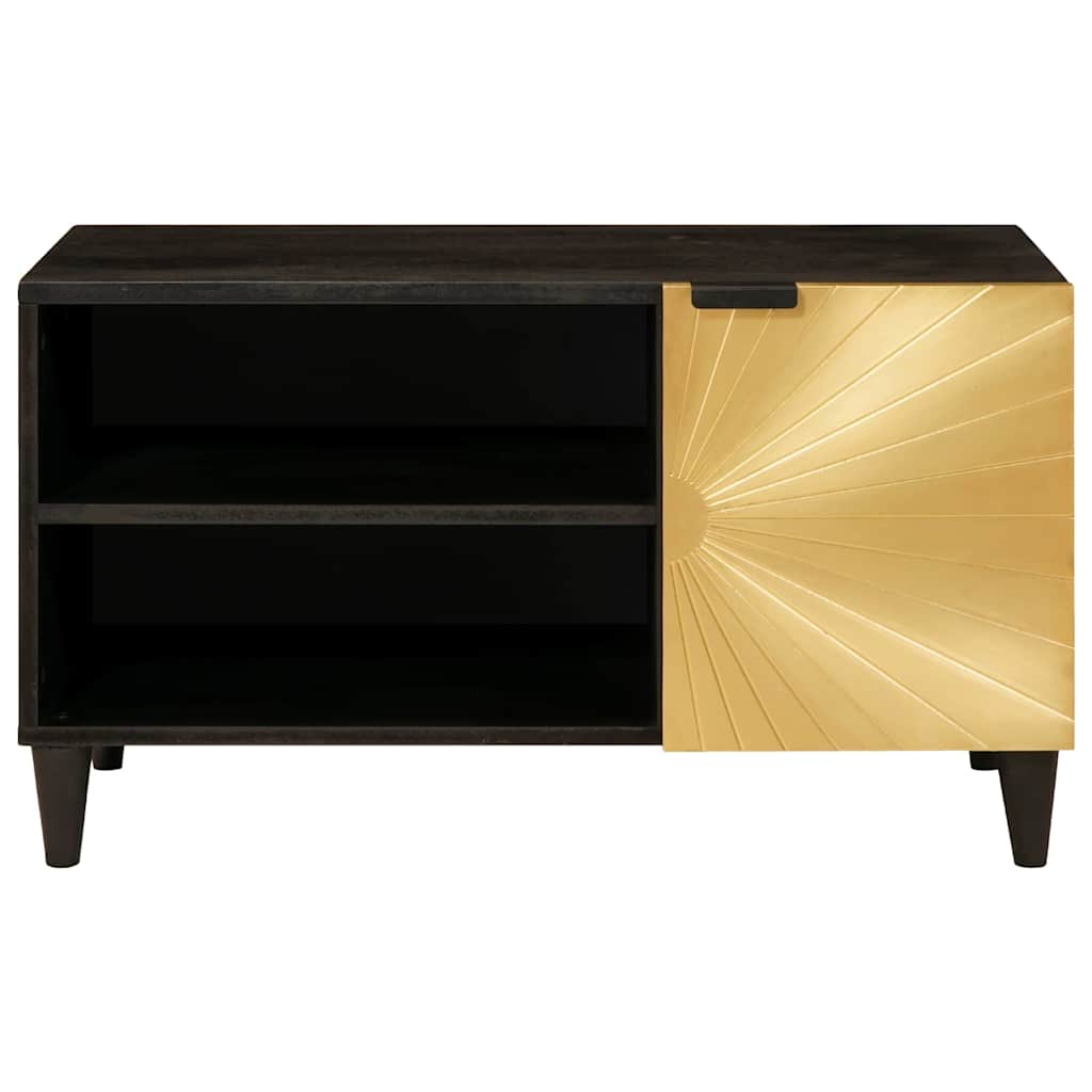 vidaXL Szafka pod telewizor z półką Czarny i złoto 80 x 33 x 46 cm