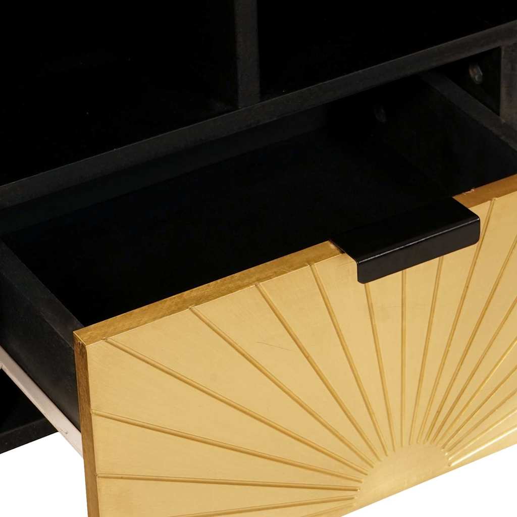 vidaXL Szafka pod telewizor z szufladą Czarny i złoto 100 x 33 x 46 cm