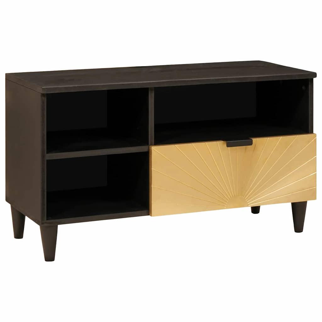 vidaXL Szafka pod telewizor z szufladą Czarny i złoto 80 x 33 x 46 cm