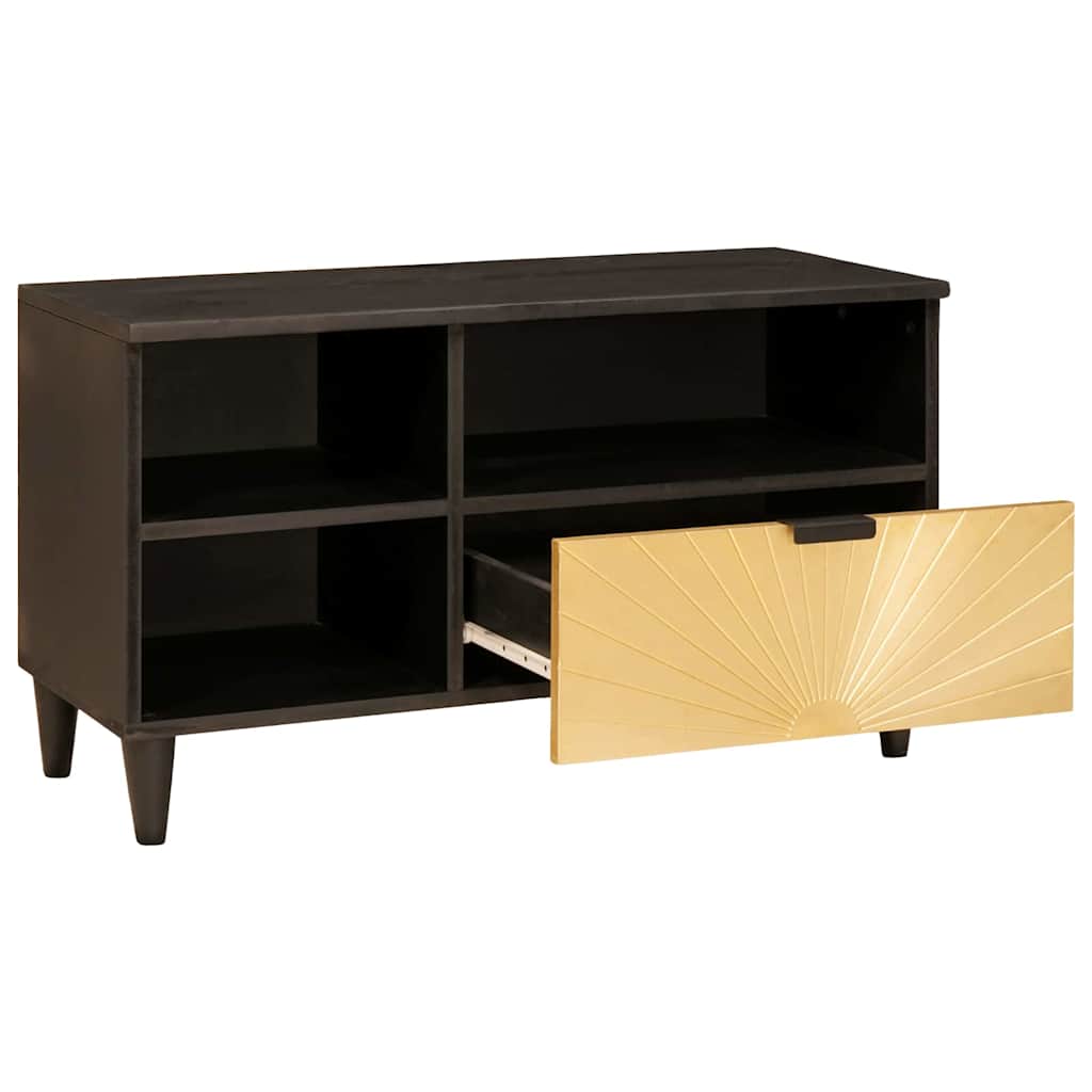 vidaXL Szafka pod telewizor z szufladą Czarny i złoto 80 x 33 x 46 cm