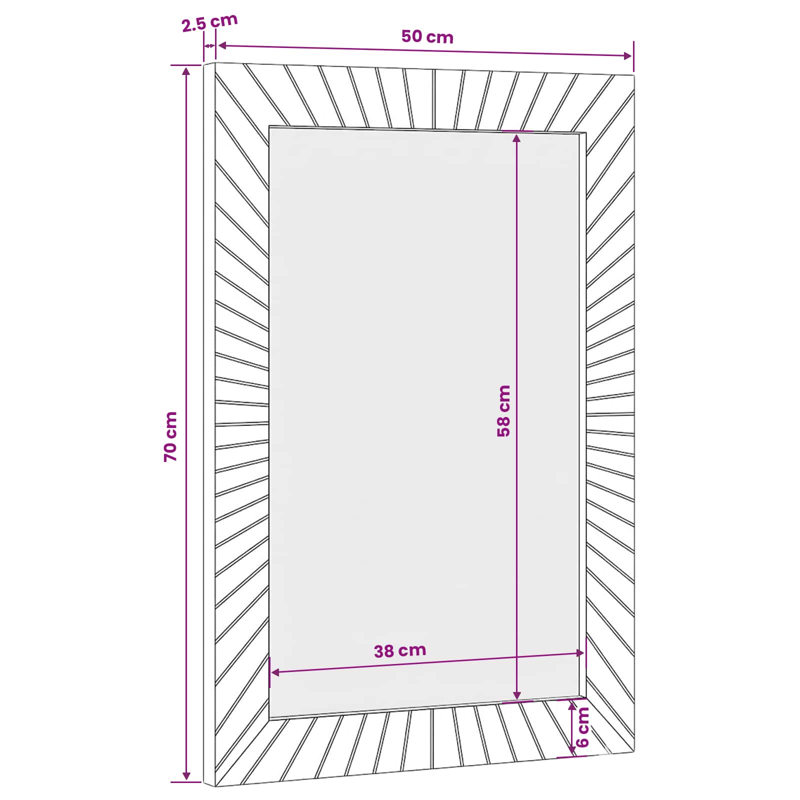 vidaXL Lustro łazienkowe Montowane na ścianie złoty 50 x 2,5 x 70 cm