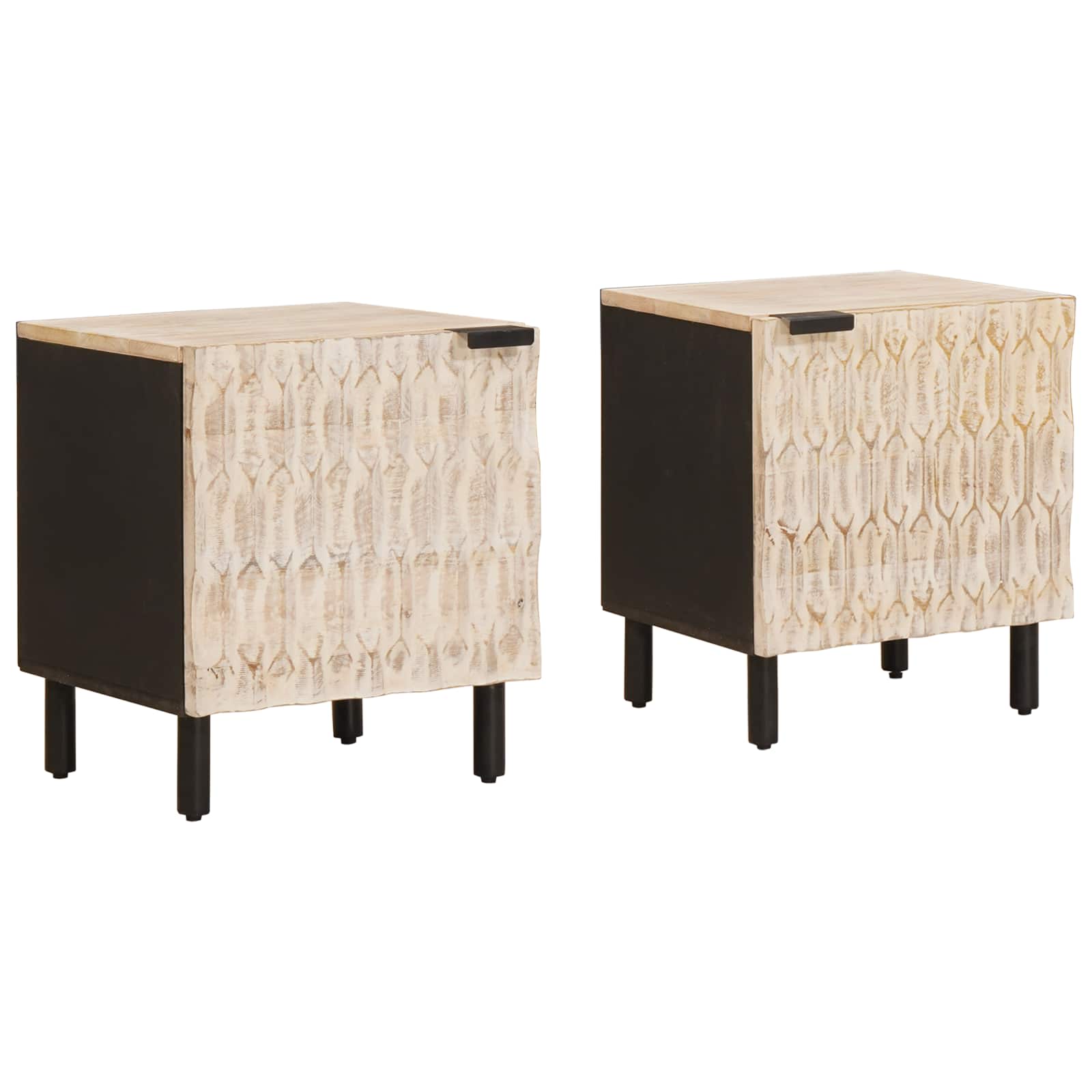 vidaXL Szafka Nocna 2 pcs Biały 40 x 33 x 46 cm Drewno z mango