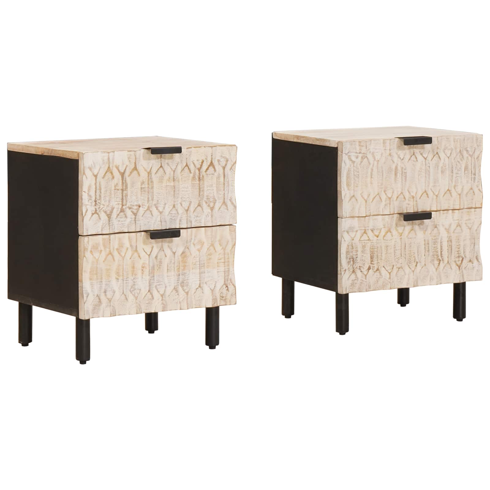 vidaXL Szafka Nocna 2 pcs Biały 40 x 33 x 46 cm Drewno z mango