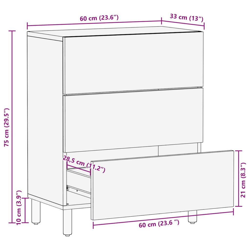 vidaXL Bufet Wykończenie w kolorze białego prania 60 x 33 x 75 cm