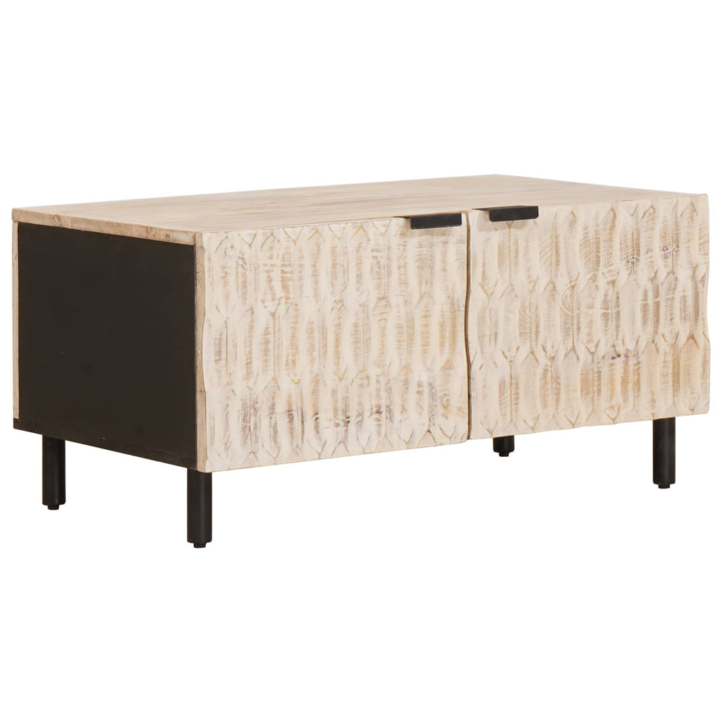 vidaXL Stolik kawowy Biały 80 x 50 x 40 cm Drewno z mango