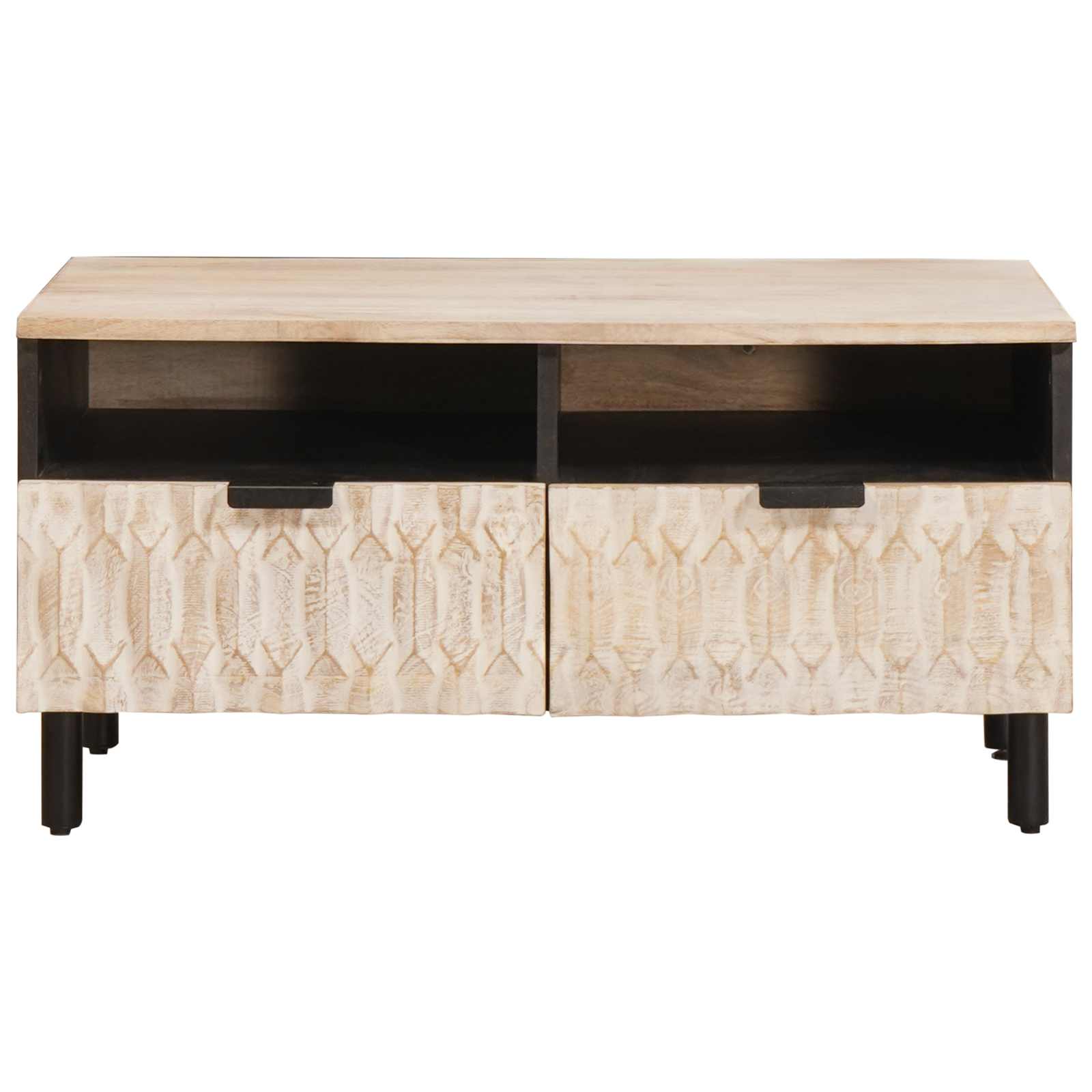 vidaXL Stolik kawowy z szufladą Biały 80 x 54 x 40 cm Drewno z mango
