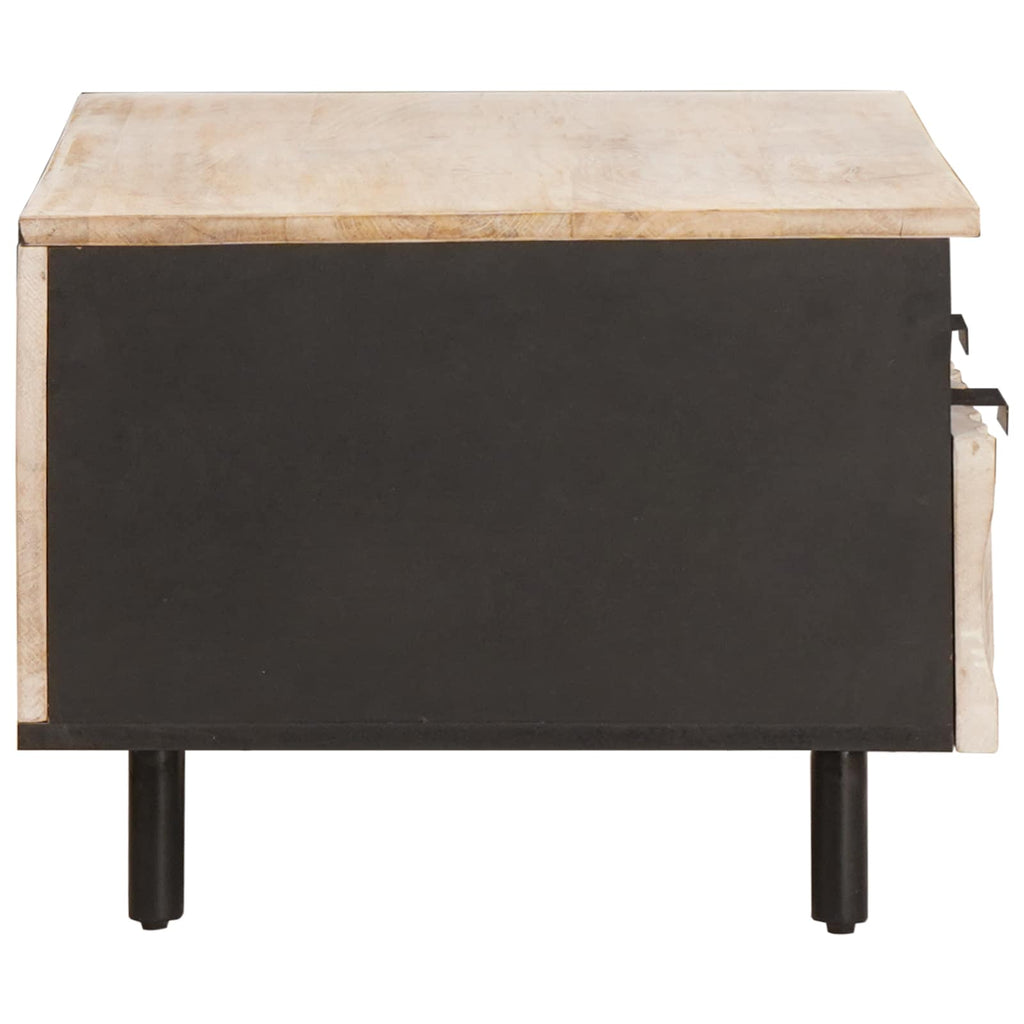 vidaXL Stolik kawowy z szufladą Biały 80 x 54 x 40 cm Drewno z mango