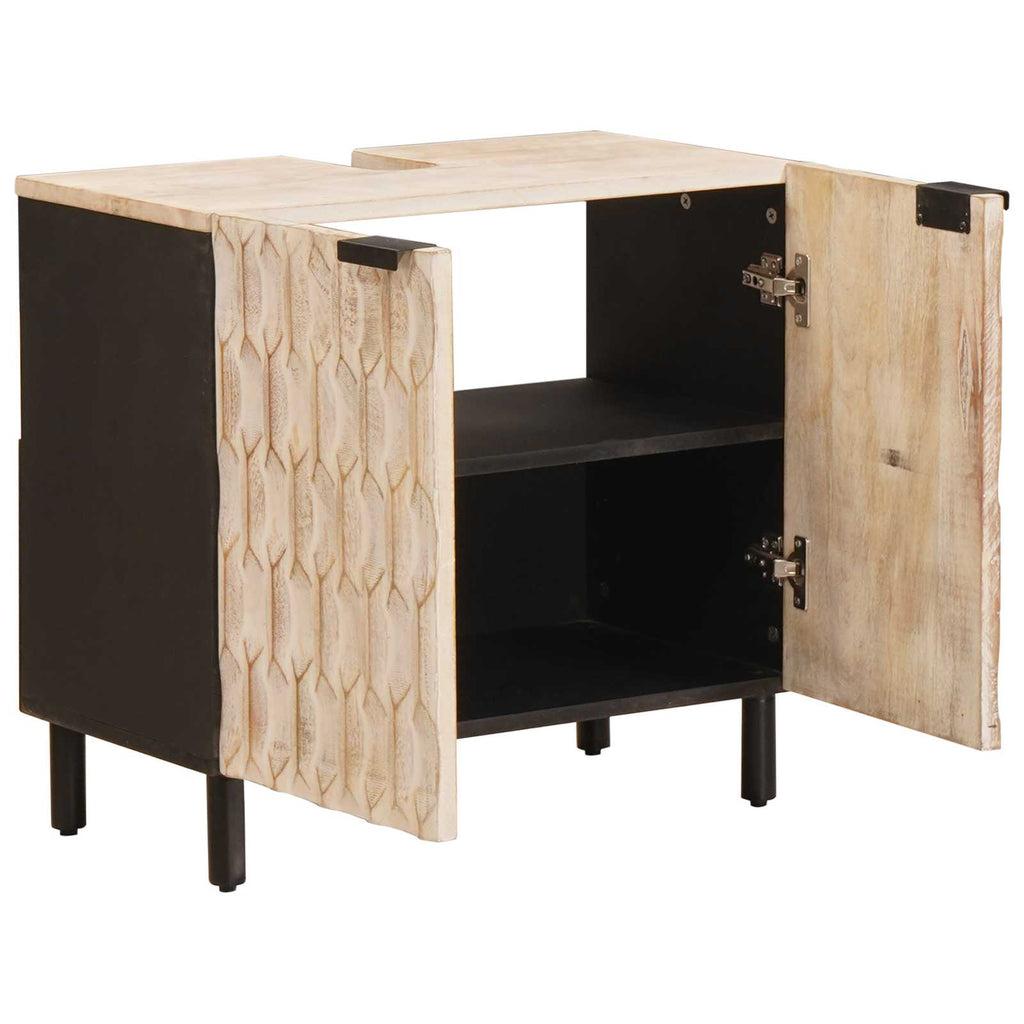 vidaXL Szafka pod umywalkę Biały 62 x 33 x 58 cm Drewno z mango