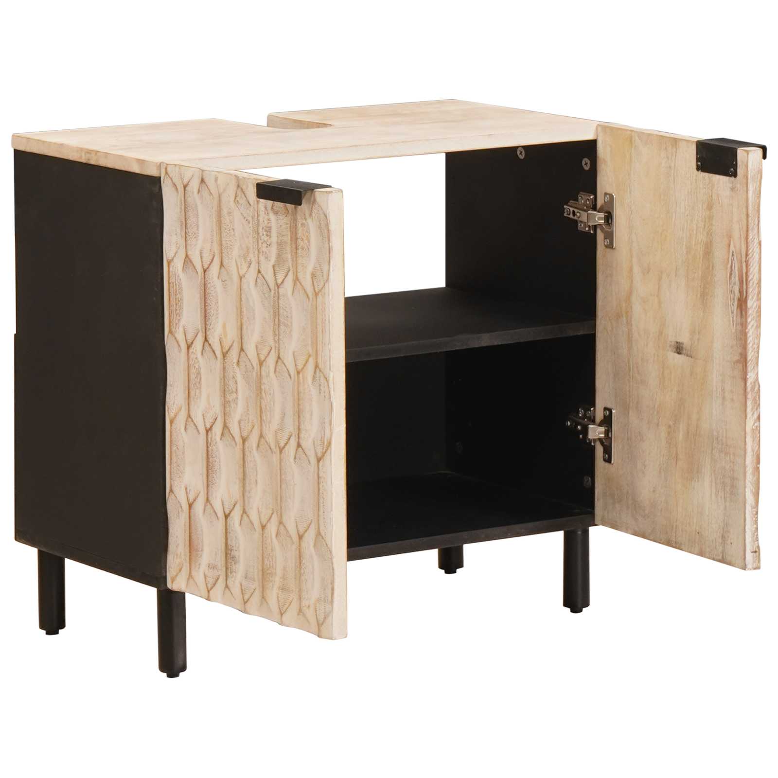 vidaXL Szafka pod umywalkę Biały 62 x 33 x 58 cm Drewno z mango