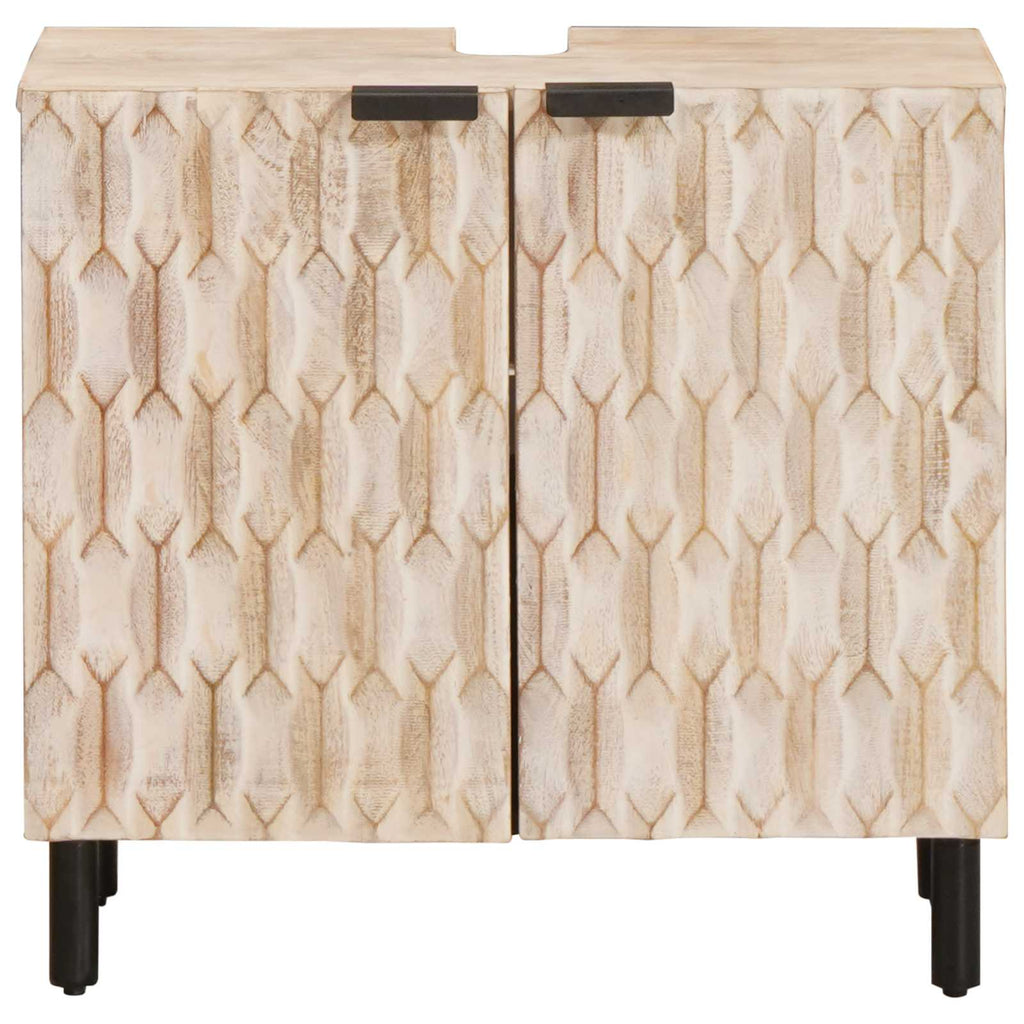 vidaXL Szafka pod umywalkę Biały 62 x 33 x 58 cm Drewno z mango