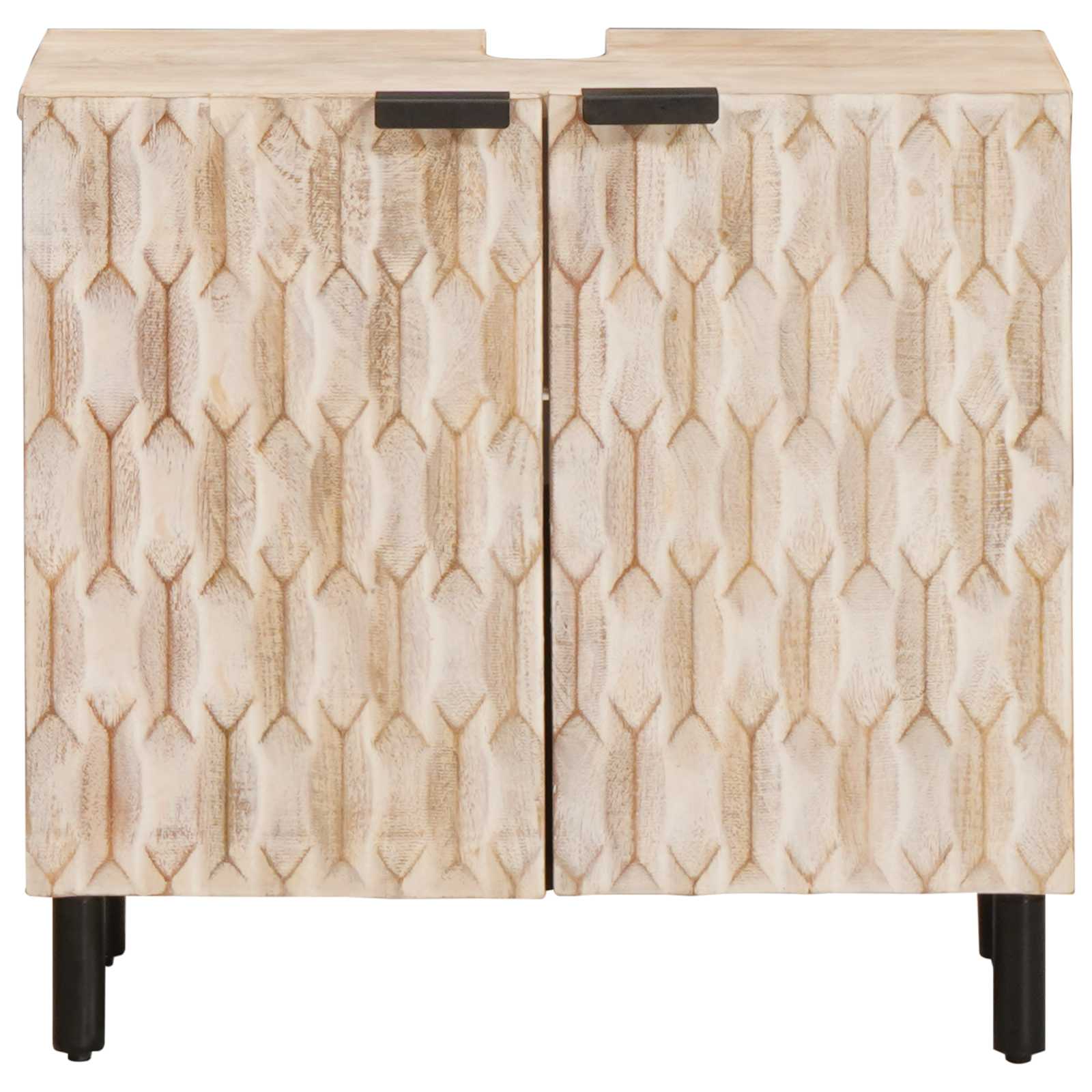vidaXL Szafka pod umywalkę Biały 62 x 33 x 58 cm Drewno z mango