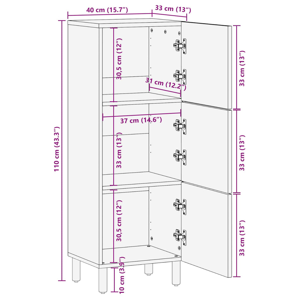 vidaXL Highboard Wykończenie w kolorze białego prania 40 x 33 x 110 cm