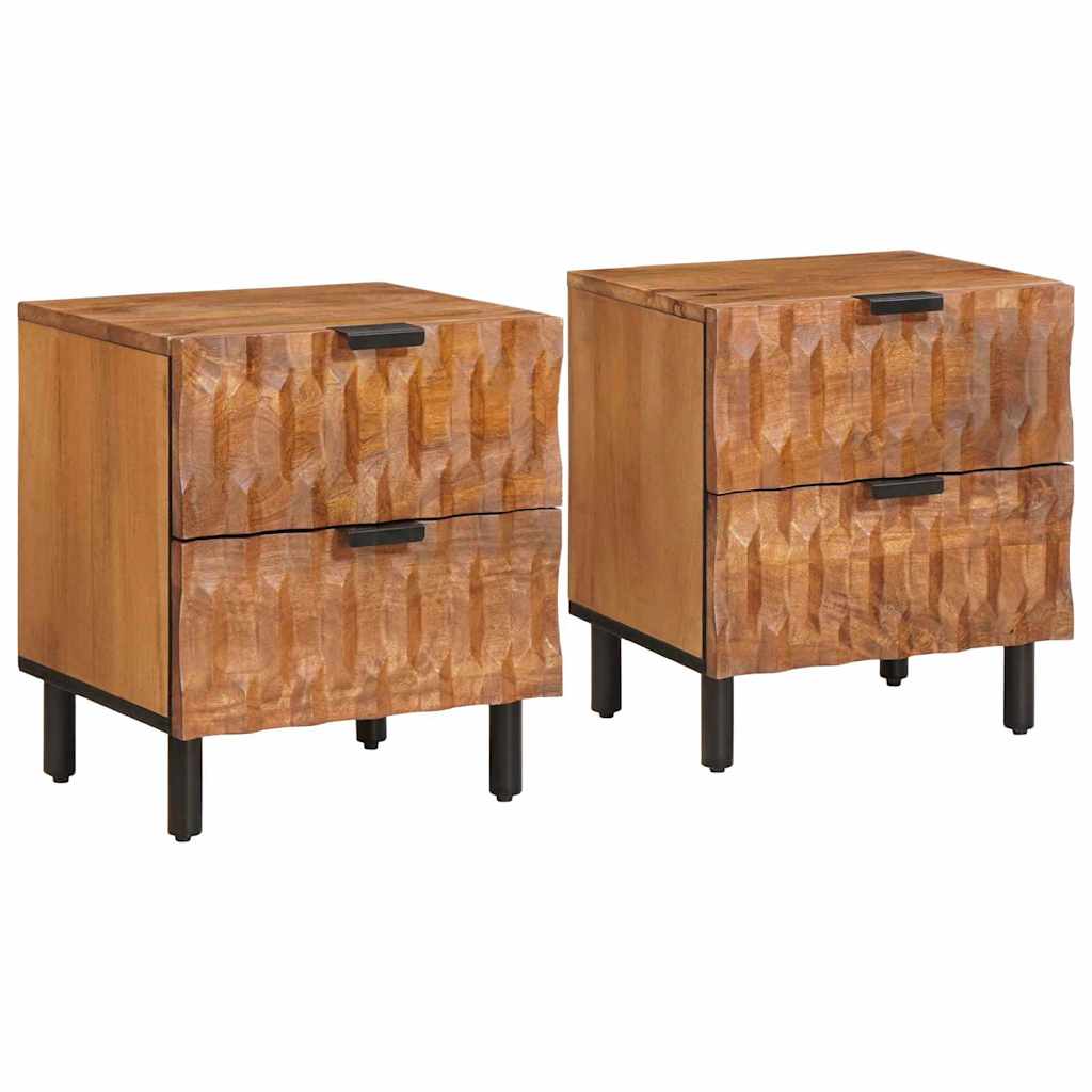 vidaXL Szafka Nocna 2 pcs Brązowy 40 x 33 x 46 cm Drewno z mango