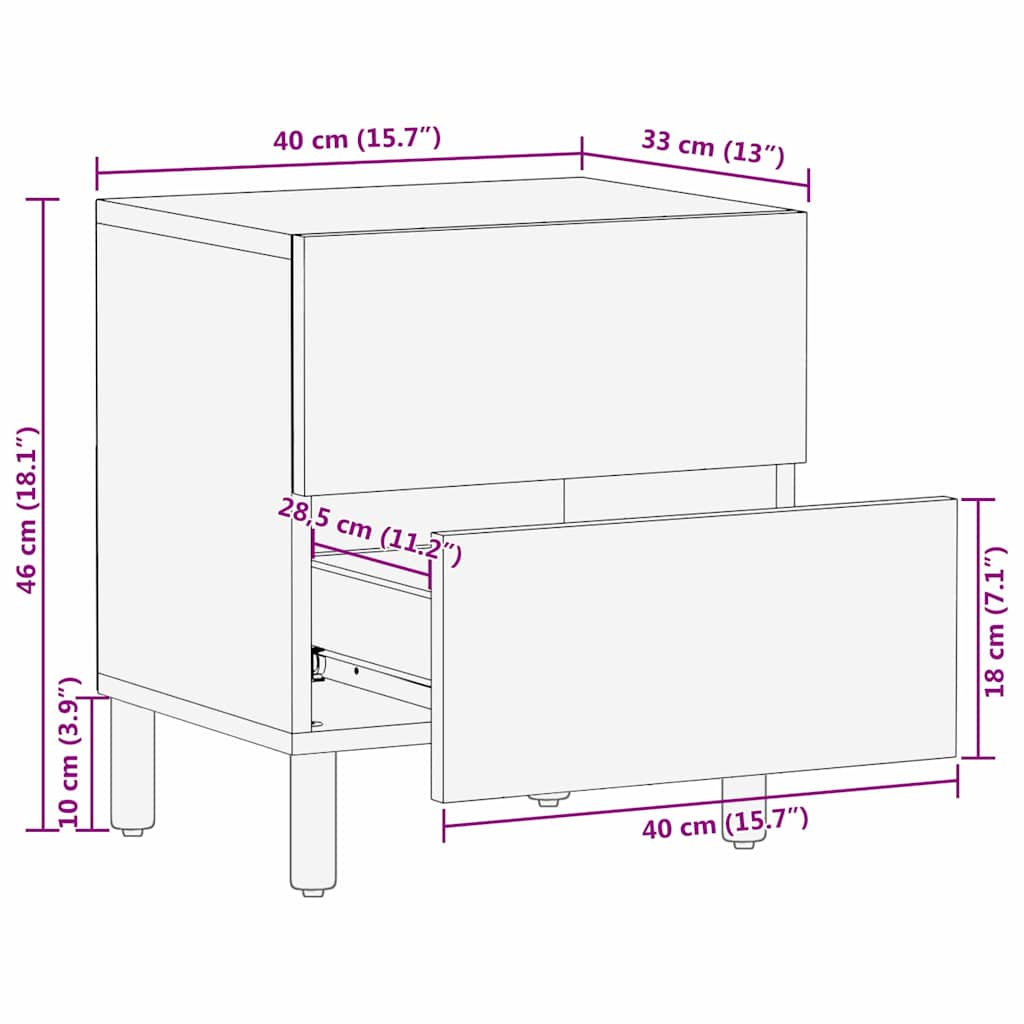 vidaXL Szafka Nocna 2 pcs Brązowy 40 x 33 x 46 cm Drewno z mango