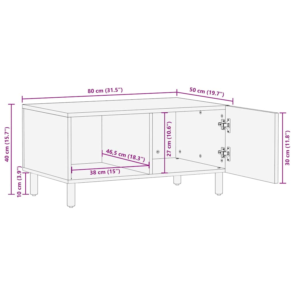vidaXL Stolik kawowy Brązowy 80 x 50 x 40 cm Drewno z mango