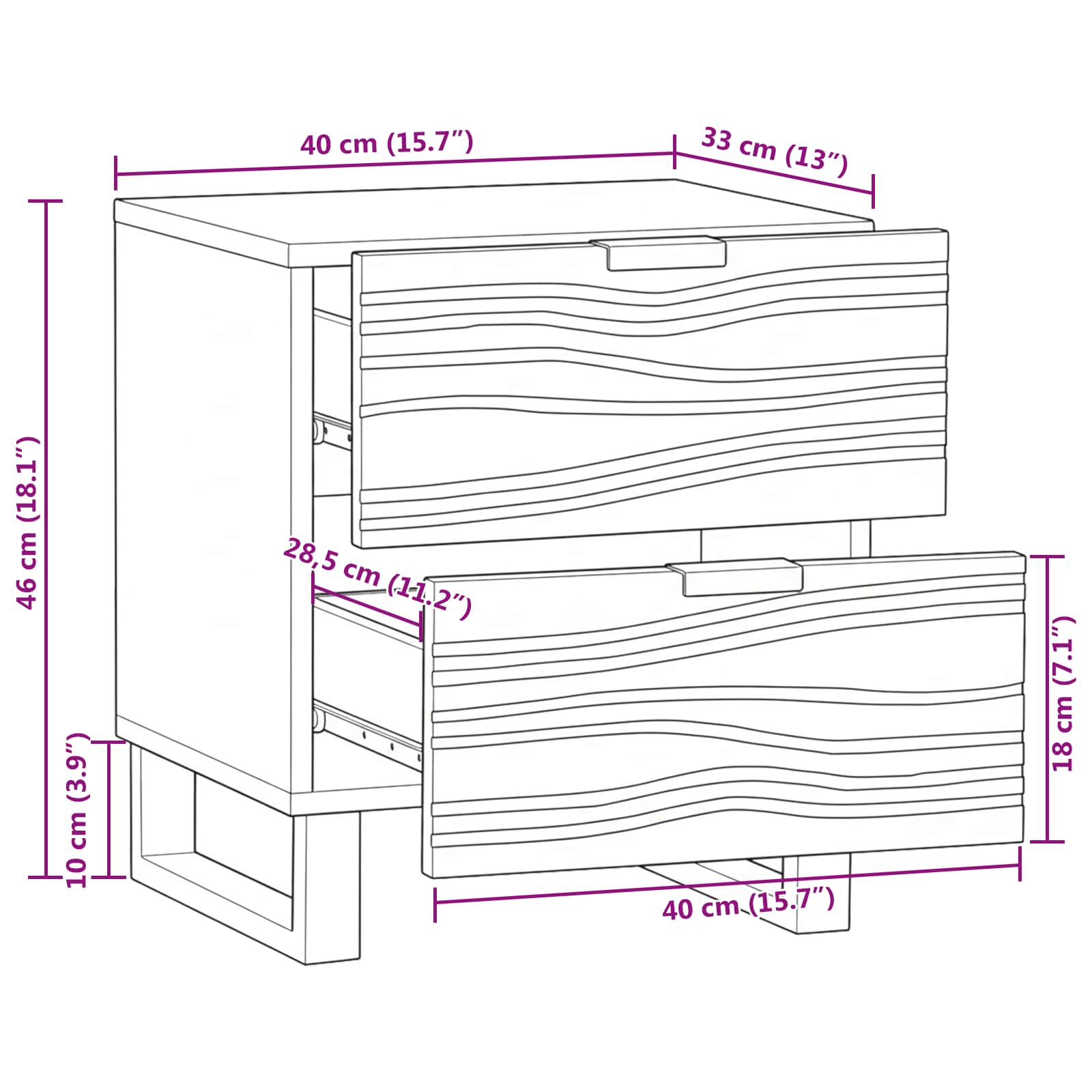 vidaXL Szafka Nocna naturalny 40 x 33 x 46 cm Drewno inżynieryjne