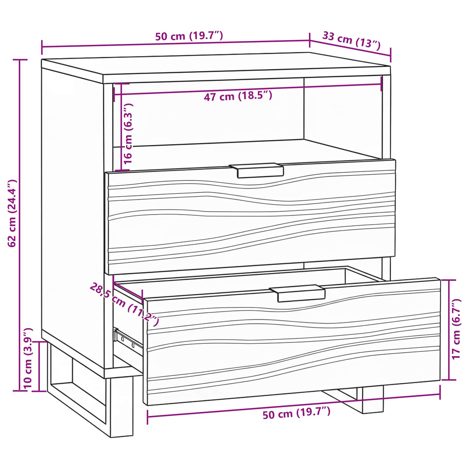 vidaXL Szafka Nocna naturalny 50 x 33 x 62 cm Drewno inżynieryjne