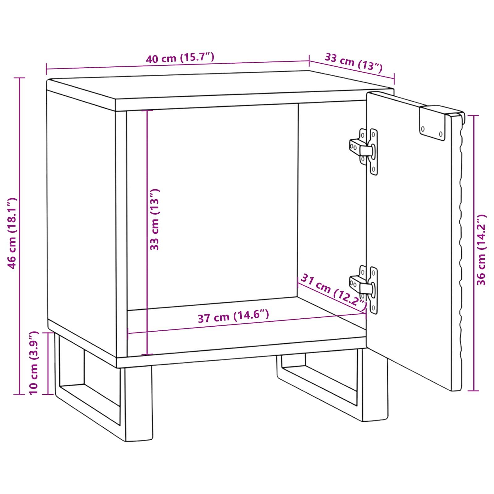 vidaXL Szafka Nocna Biały 40 x 33 x 46 cm Drewno inżynieryjne