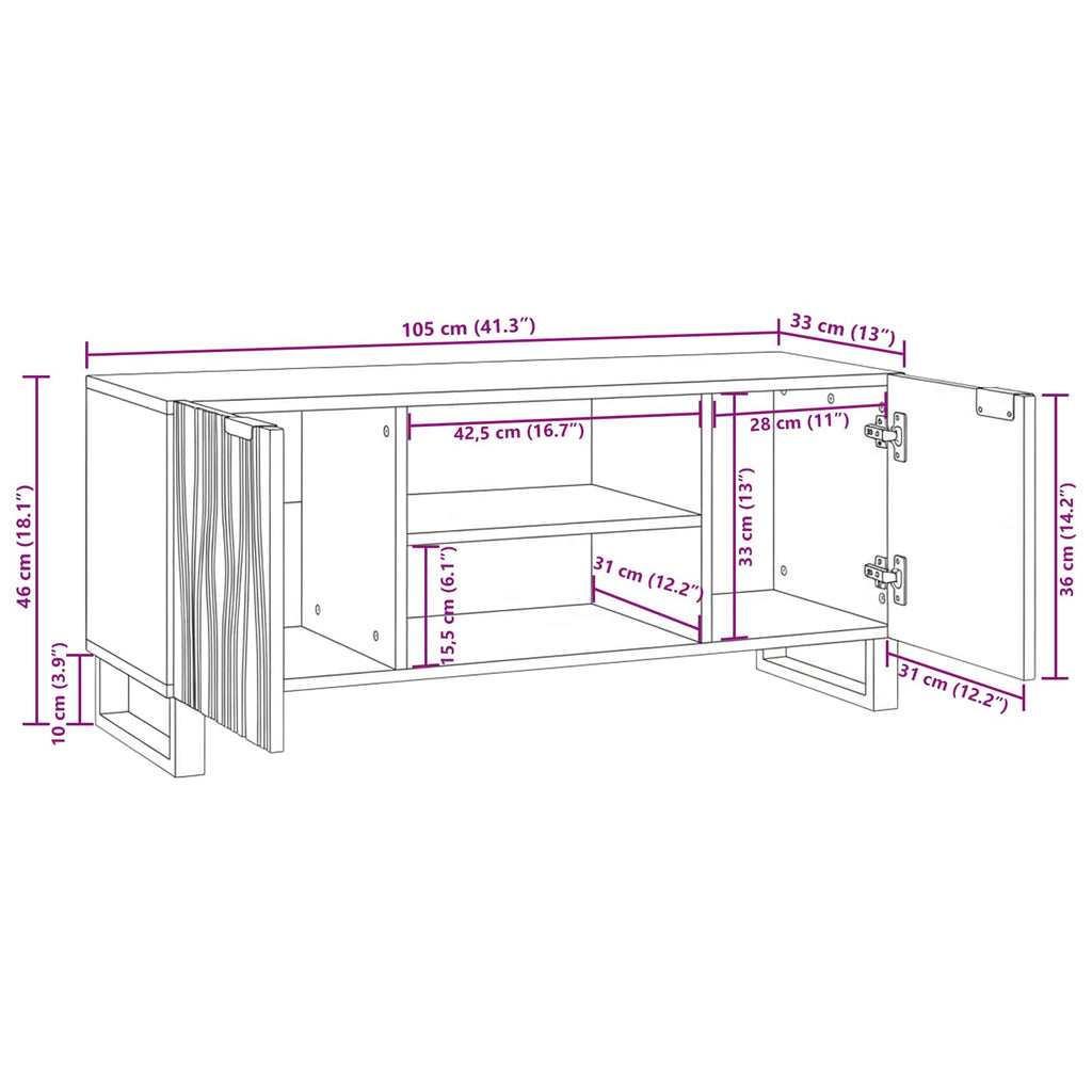 vidaXL Jednostki telewizyjne Biały 105 x 33 x 46 cm