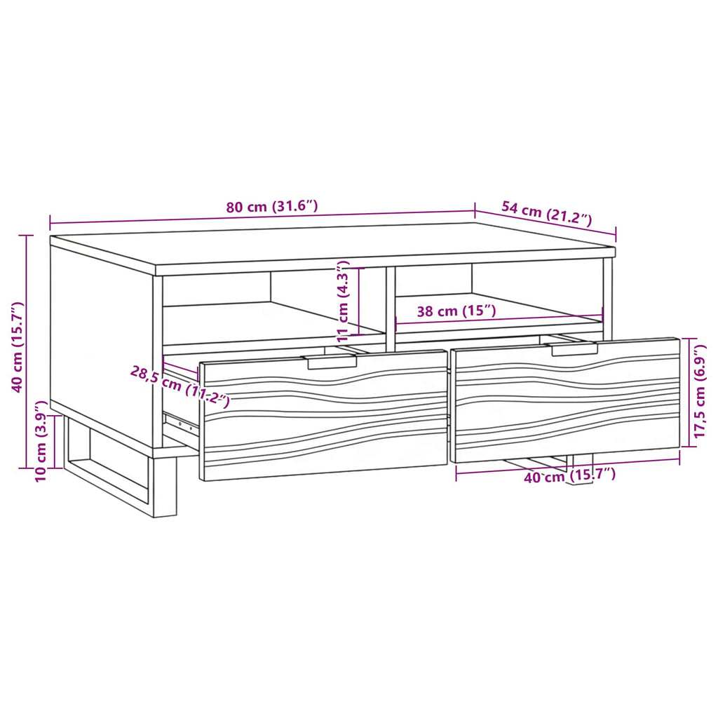 vidaXL Stolik kawowy Biały 80 x 54 x 40 cm Drewno inżynieryjne