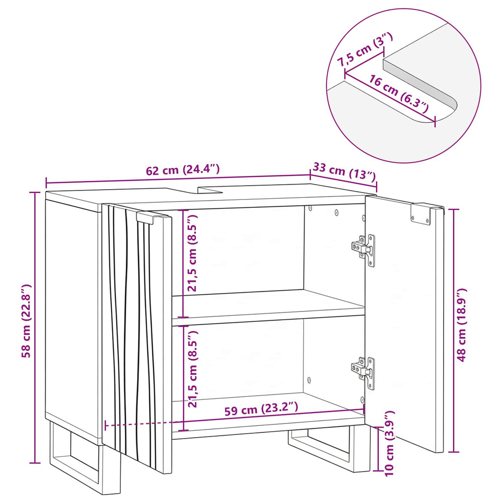 vidaXL Szafka pod umywalkę Biały 62 x 33 x 58 cm Drewno inżynieryjne
