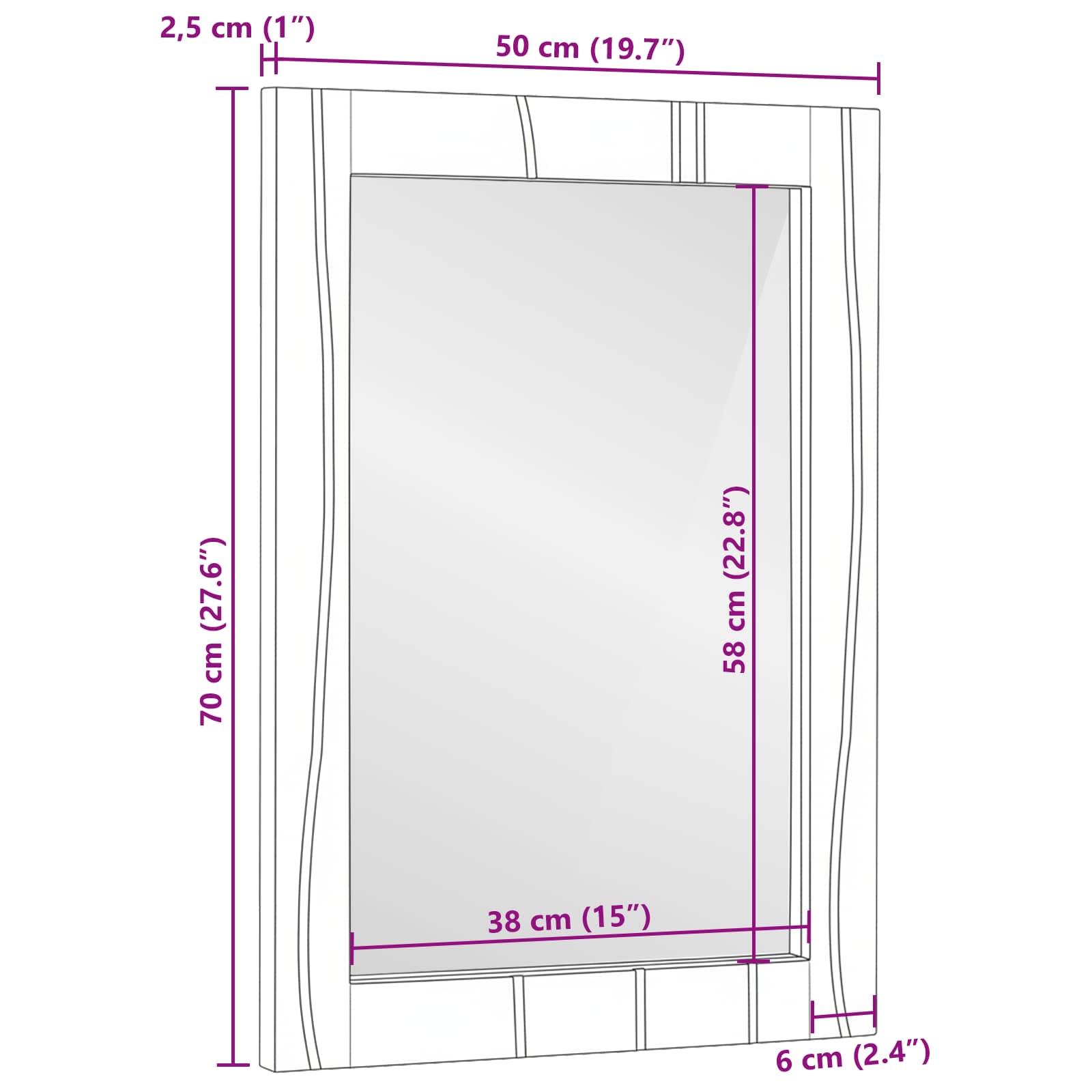 vidaXL Lustro łazienkowe Prostokątny Z lustrem Biały 50 x 2,5 x 70 cm