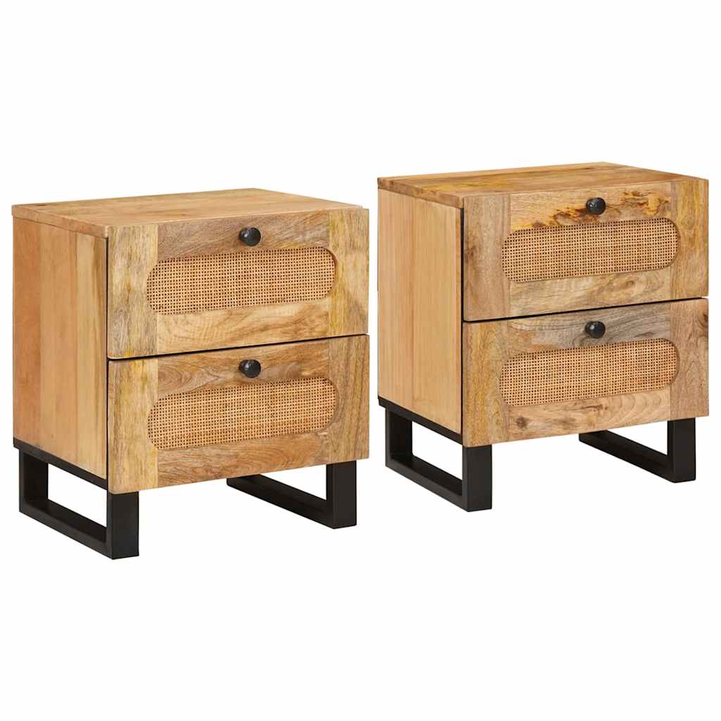 vidaXL Szafka Nocna 2 pcs Naturalny 40 x 33 x 46 cm Drewno z mango