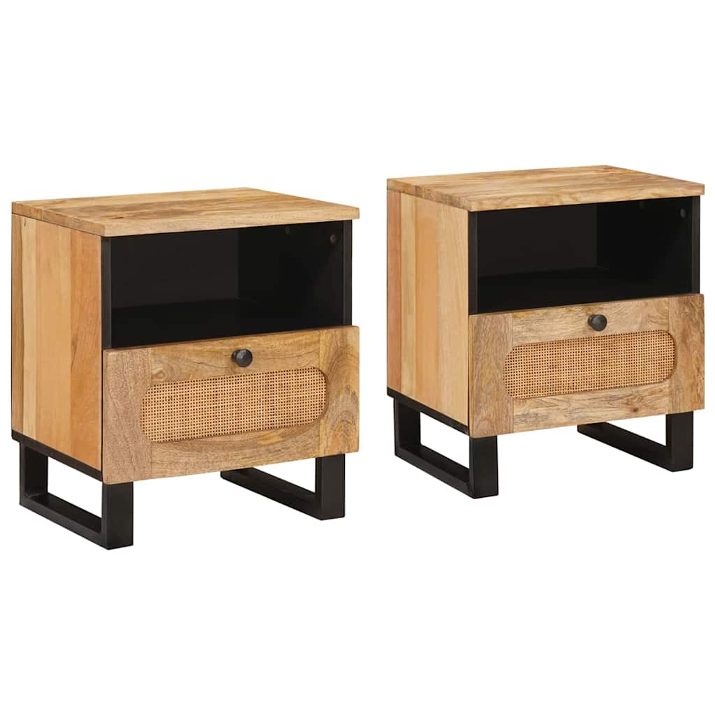 vidaXL Szafka Nocna 2 pcs Naturalny 40 x 33 x 46 cm Drewno z mango