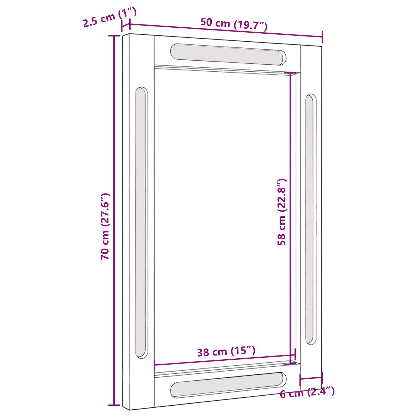 vidaXL Lustro łazienkowe Brązowy 50 x 2,5 x 70 cm Drewno z mango