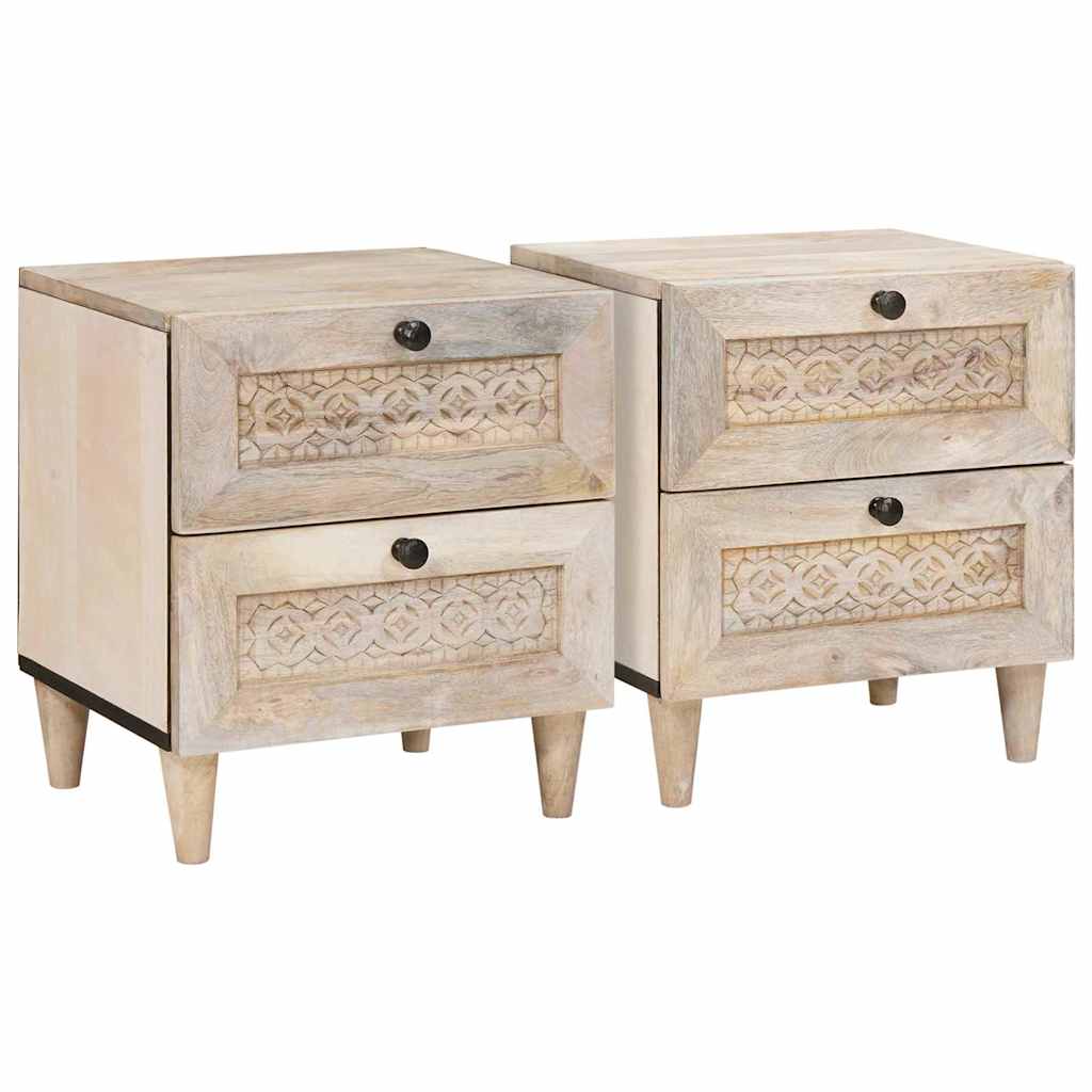 vidaXL Szafka Nocna 2 pcs Biały 40 x 33 x 46 cm Drewno inżynieryjne