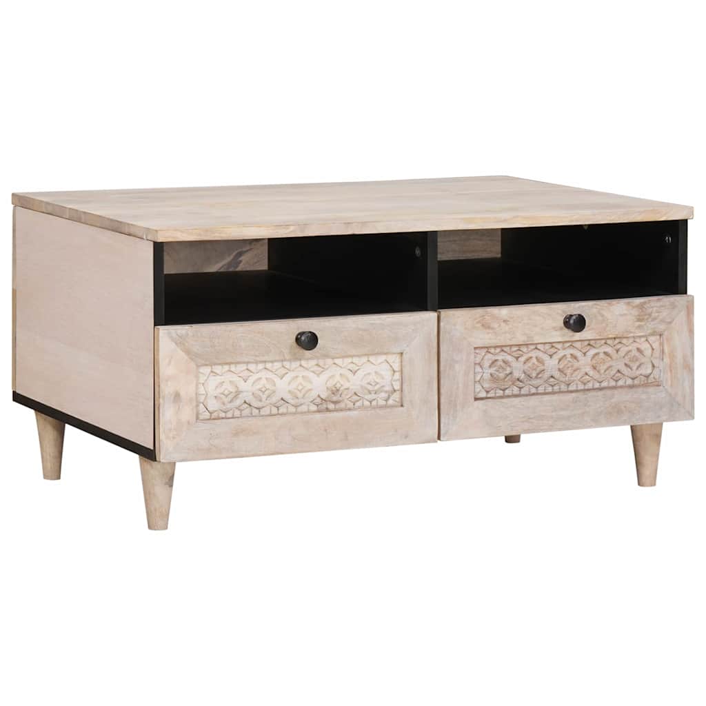 vidaXL Stolik kawowy Biały wybielany 80 x 54 x 40 cm Drewno z mango